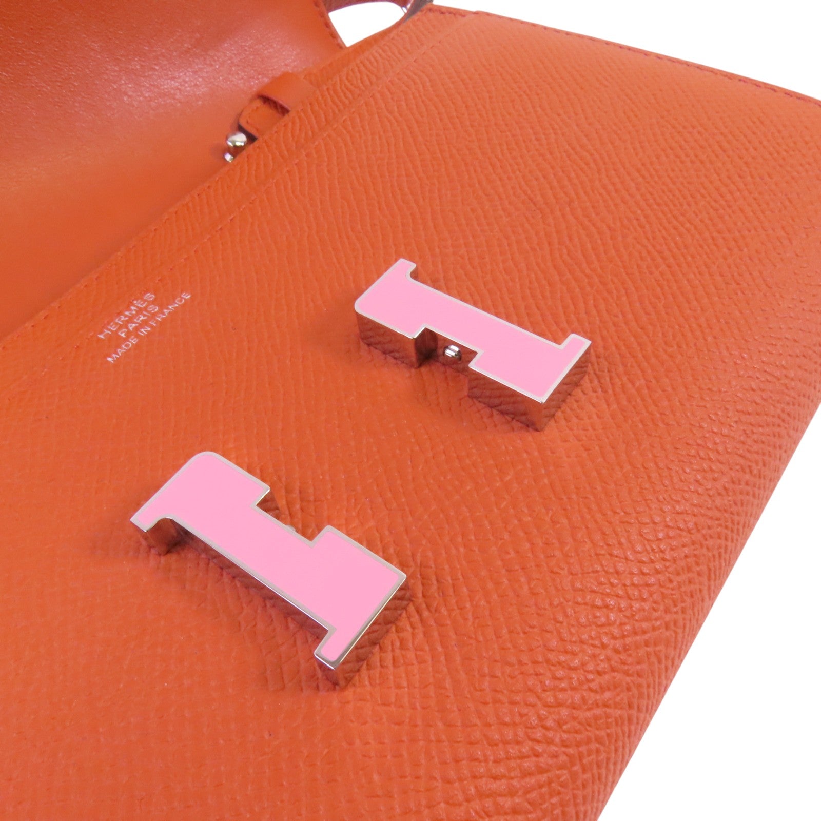 HERMES Epsom皮革Constance To Go銀扣肩背袋