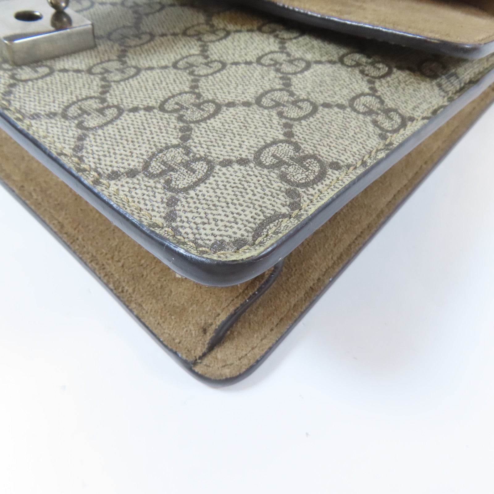 GUCCI 塗層帆布Dionysus Mini銀扣鏈帶肩背袋啡色