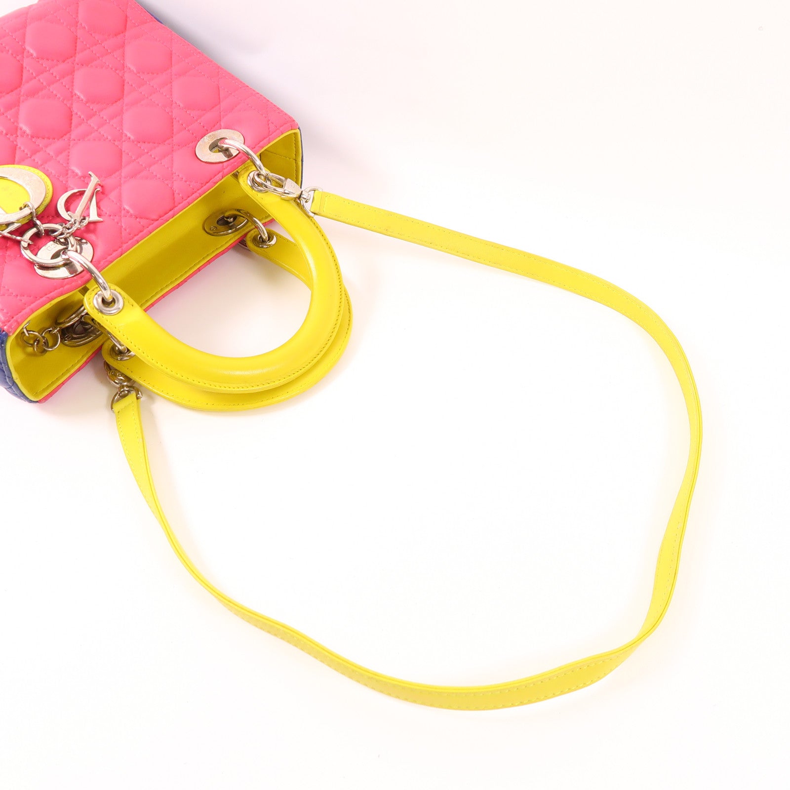 Dior 羊皮皮革Lady Dior銀扣手挽肩背兩用袋