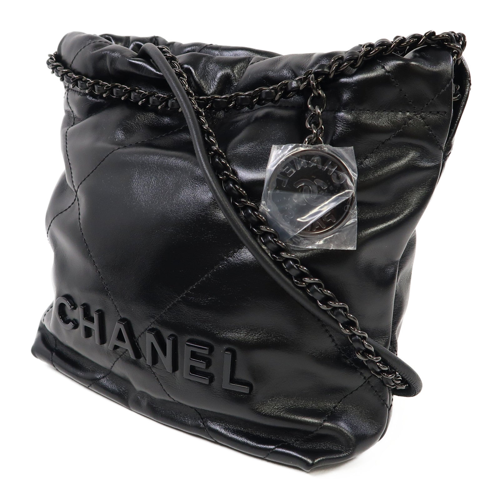 CHANEL 【激減優惠】菱格牛皮皮革Chanel 22 Mini鏈帶肩背袋黑色
