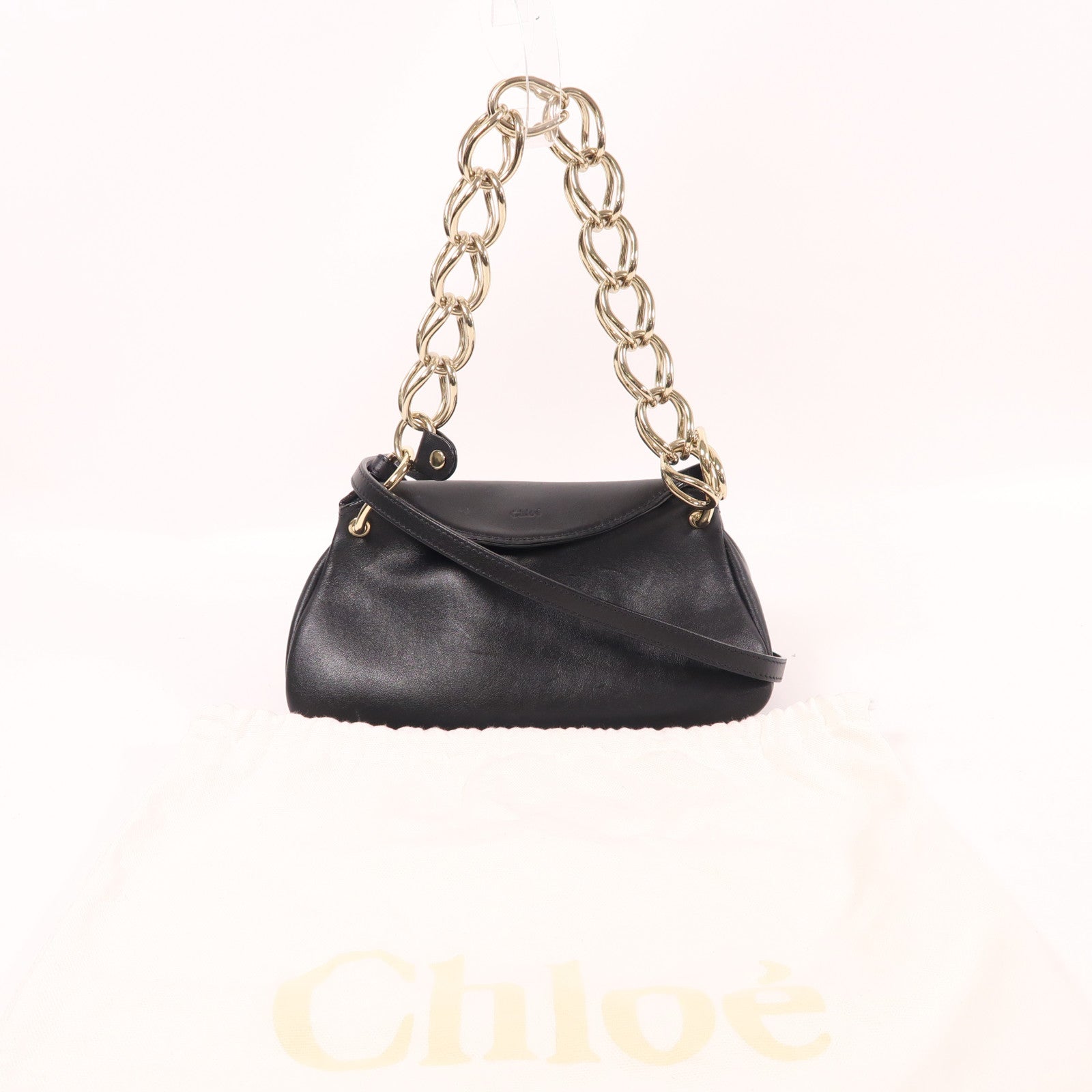 Chloe 【激減優惠】牛皮皮革2 Way Shoulder銀扣鏈帶手挽肩背兩用袋