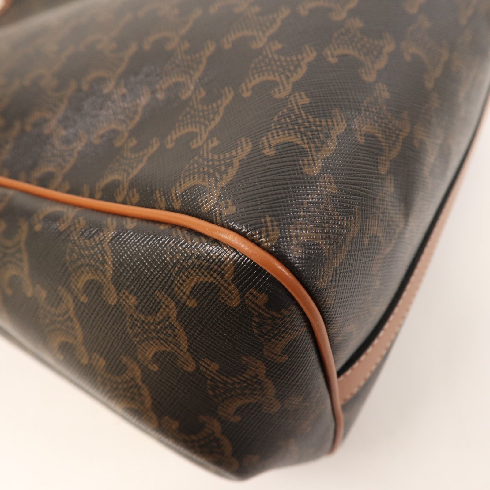 CELINE 【激減優惠】塗層帆布Shoulder Bag金扣肩背袋啡色/黑色