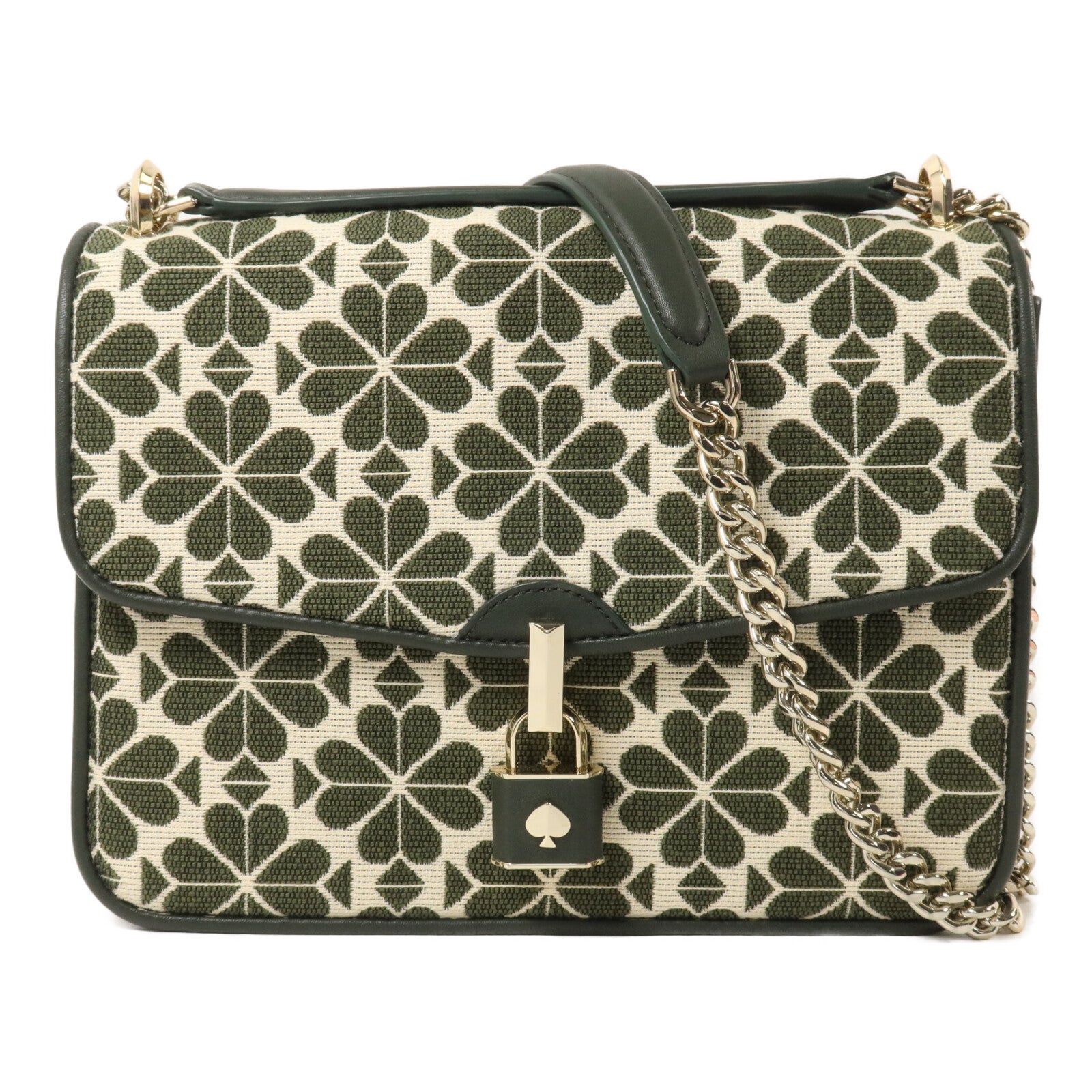 Kate Spade 帆布Flower Jack & Uard Locket鏈帶肩背袋