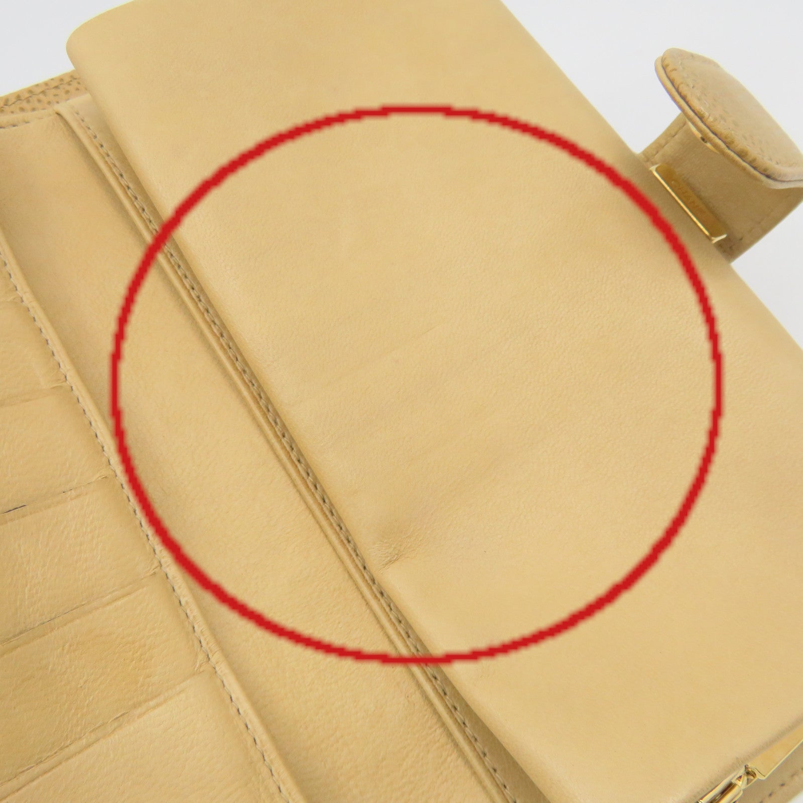 CHANEL Caviar Leather Long Wallet Gold Buckle Long Wallet Apricot