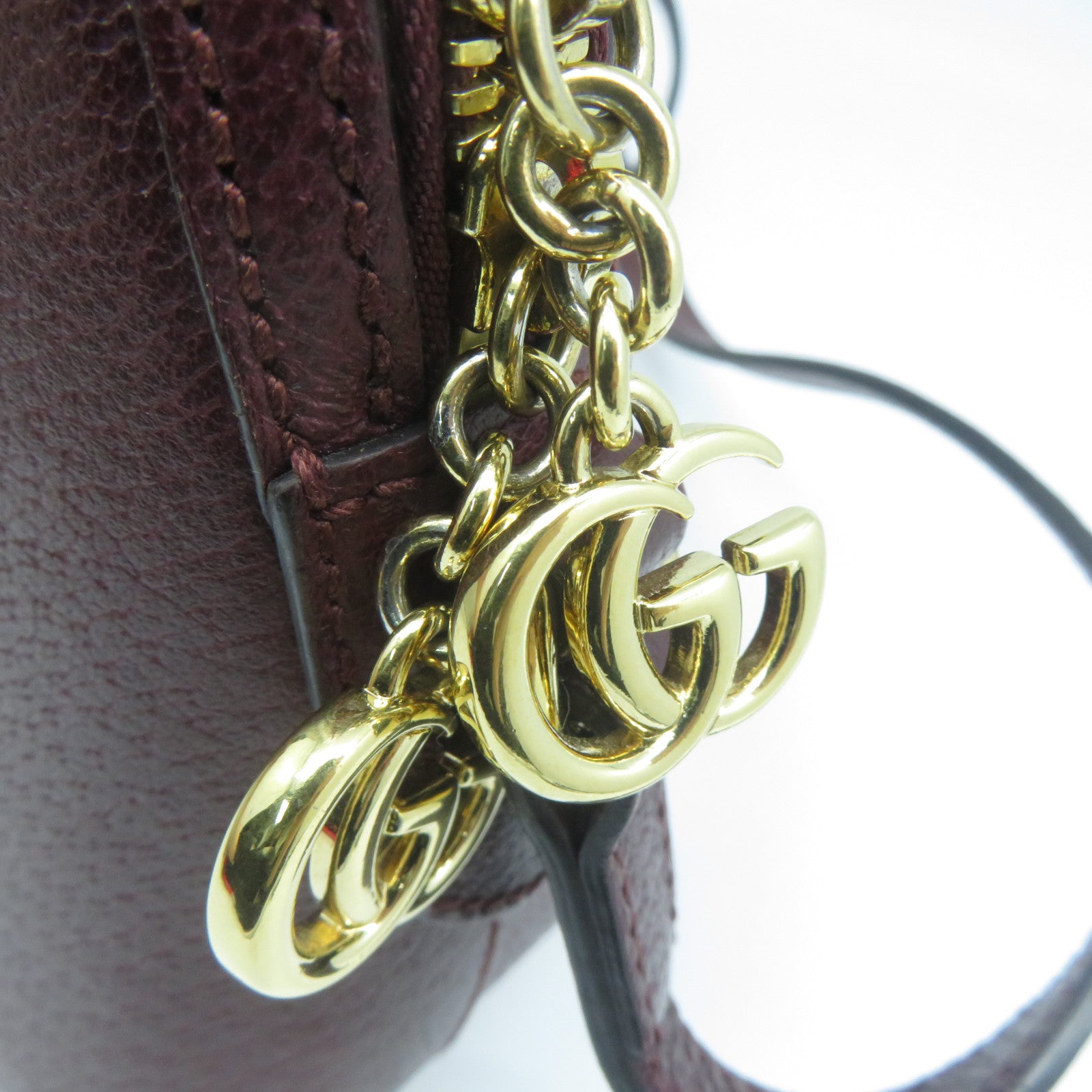 GUCCI 【清倉大減價】牛皮皮革Ophidia GG金扣肩背袋啡色