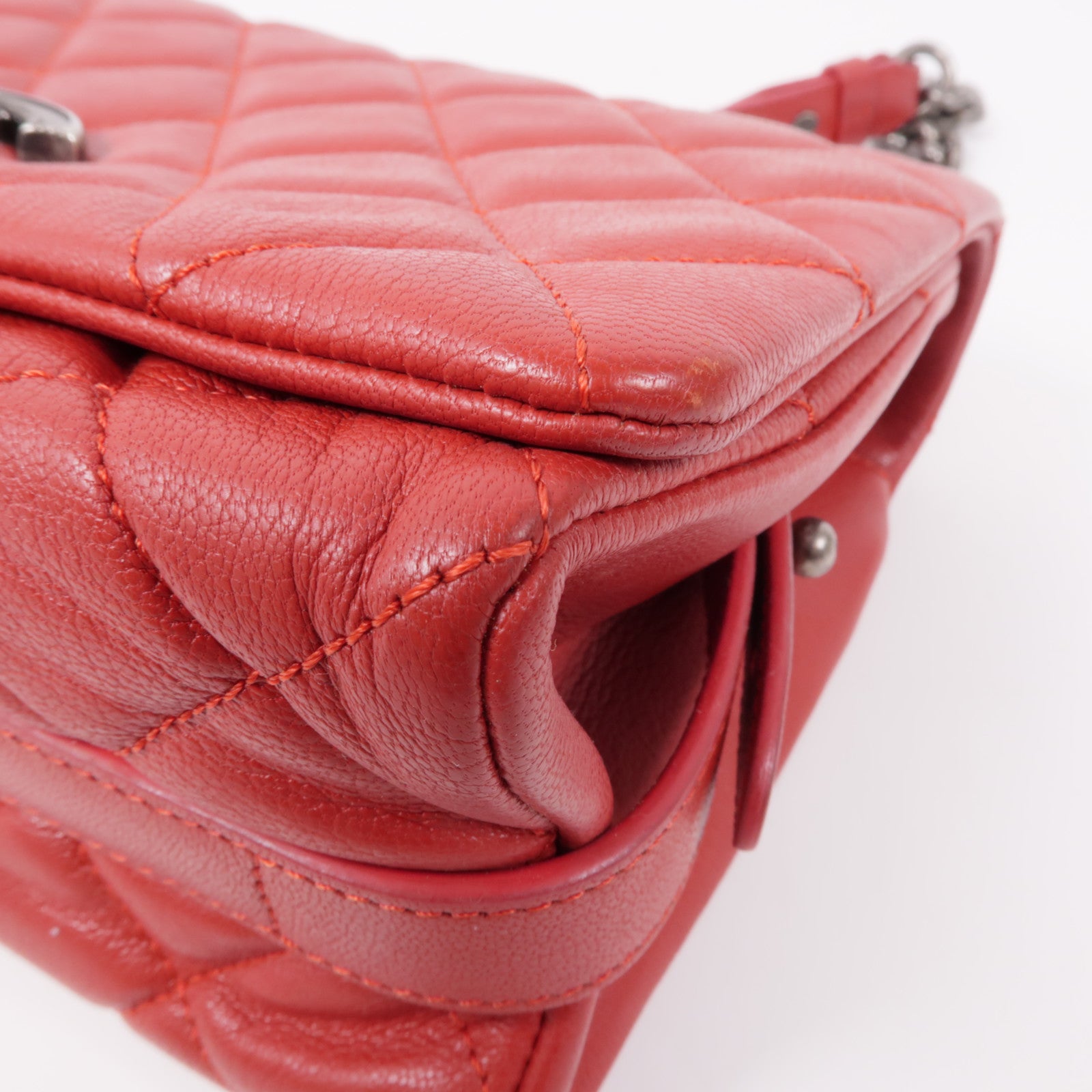 CHANEL 牛皮皮革Chain Shoulder銀扣鏈帶肩背袋