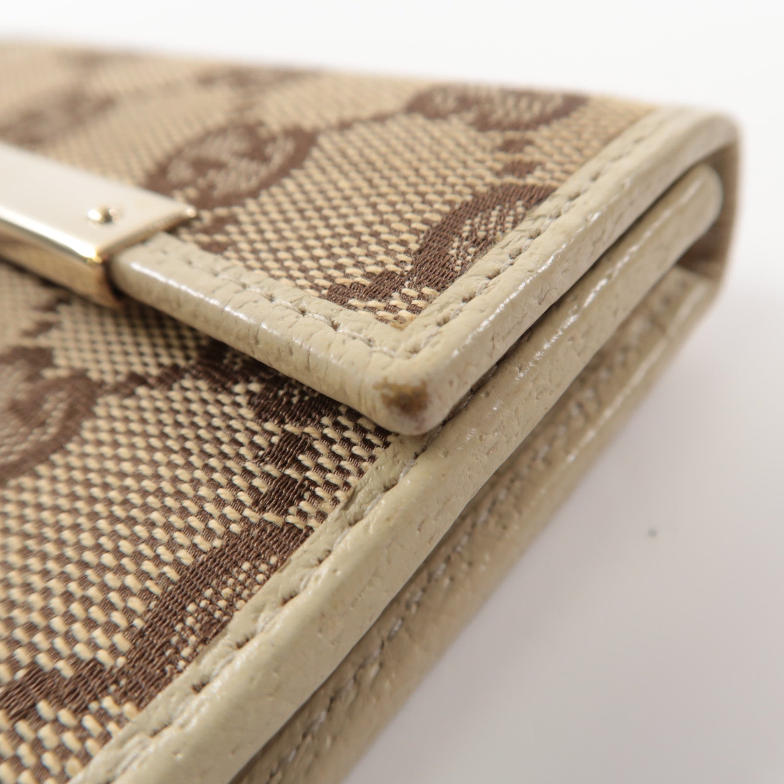 GUCCI 帆布Wallet金扣錢包白色