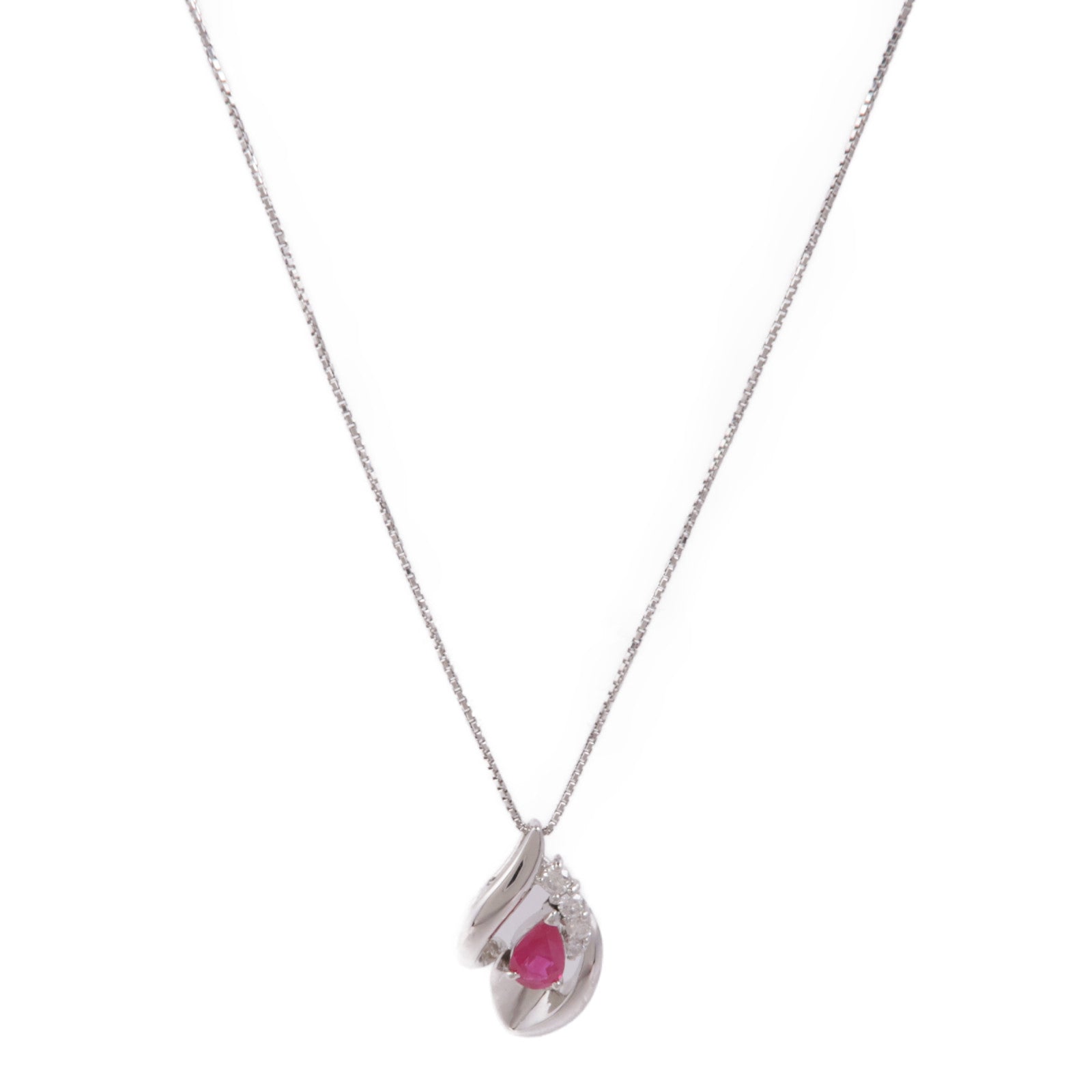 JEWELRY 【激減優惠】PT900/PT850鉑金Ruby/Diamond Necklace紅寶石/鑽石項鍊