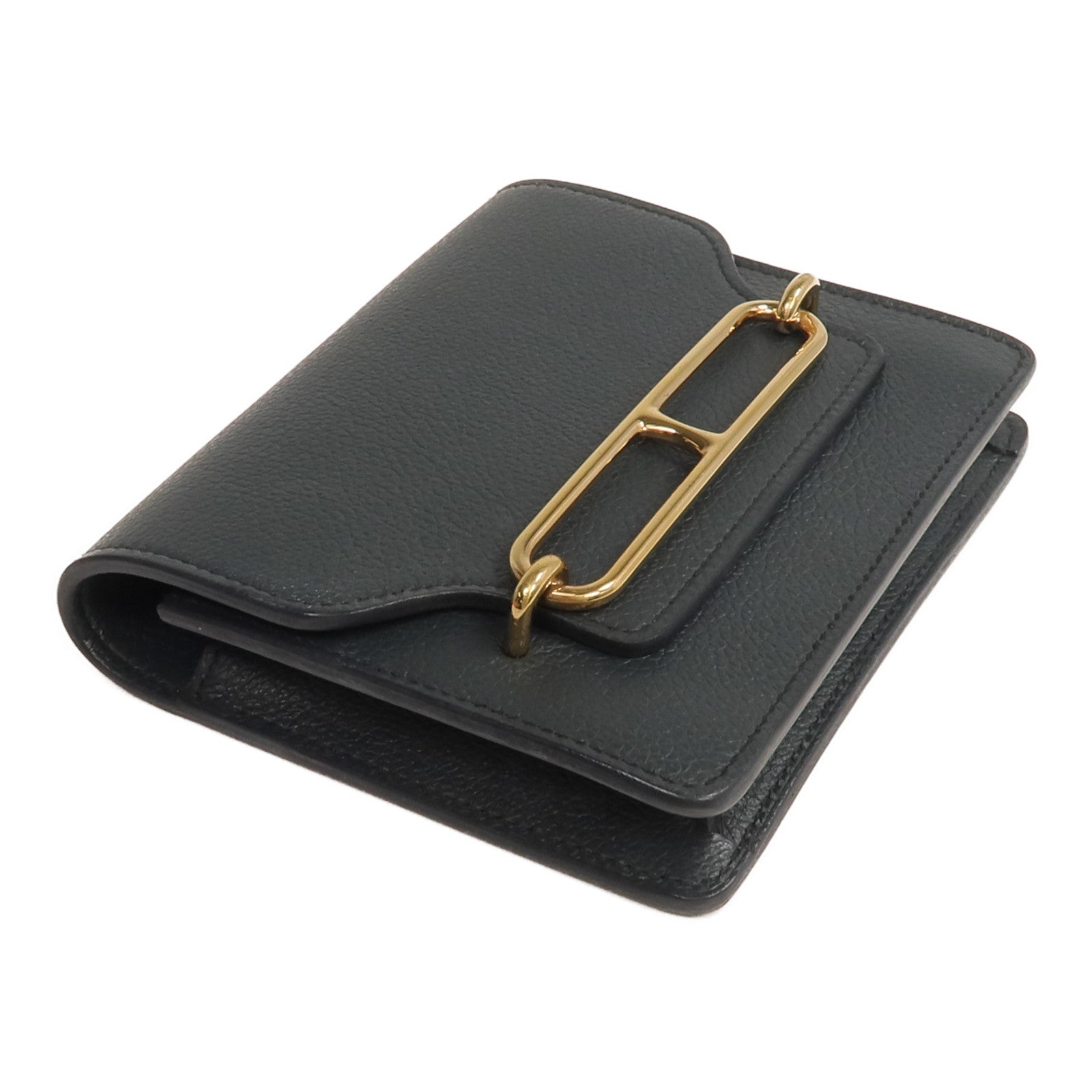 HERMES Evercolor皮革Roulis Slim錢包Vert Rousseau