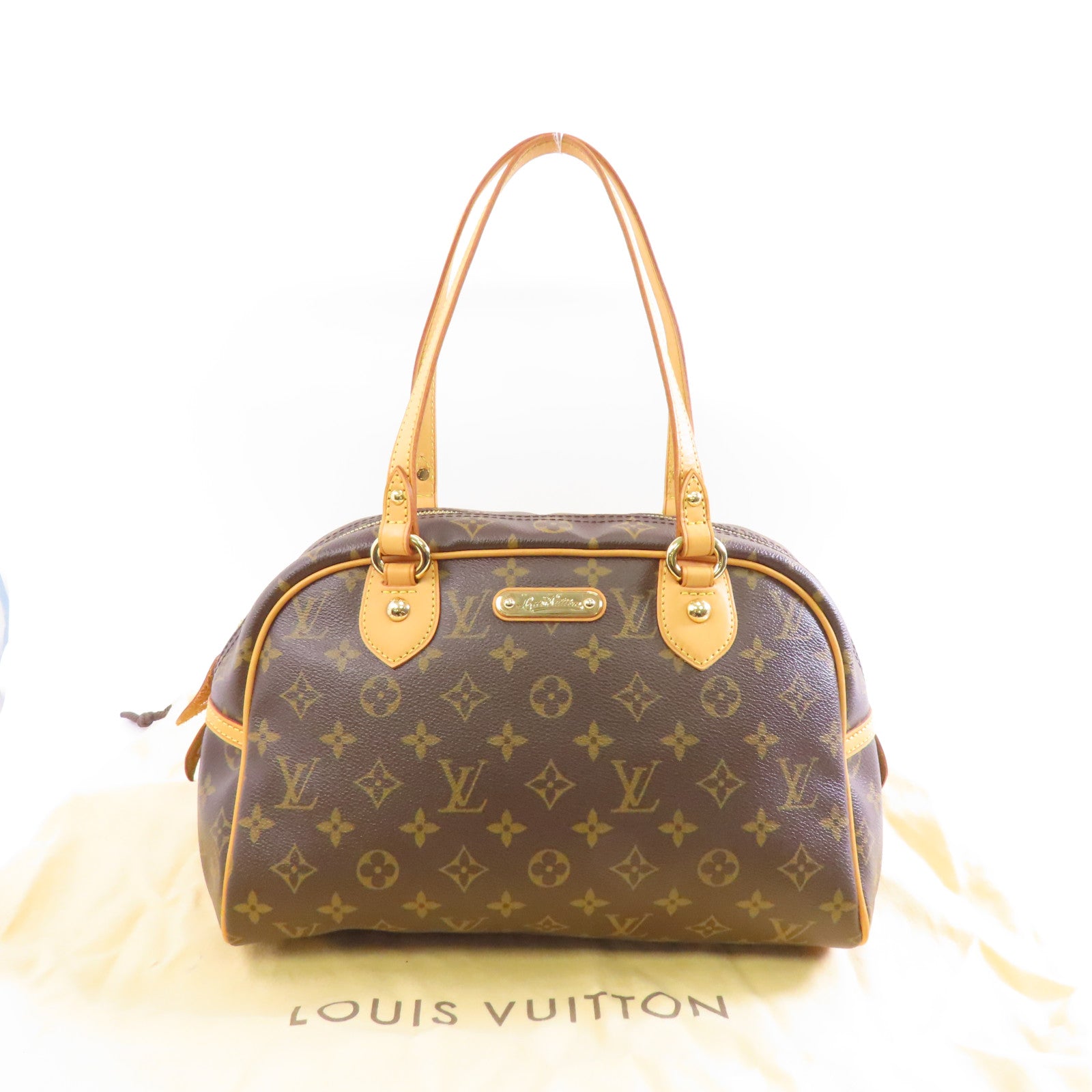 LOUIS VUITTON 【激減優惠】Monogram Montorgueil PM金扣肩背袋棕色