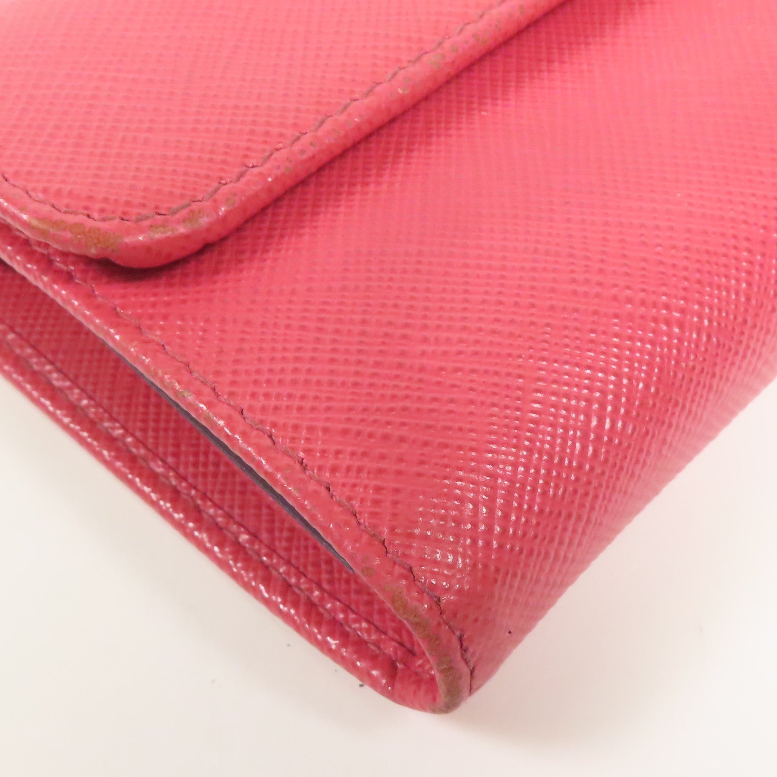 PRADA GHW Wallet 1MH840 Calfskin Leather Red