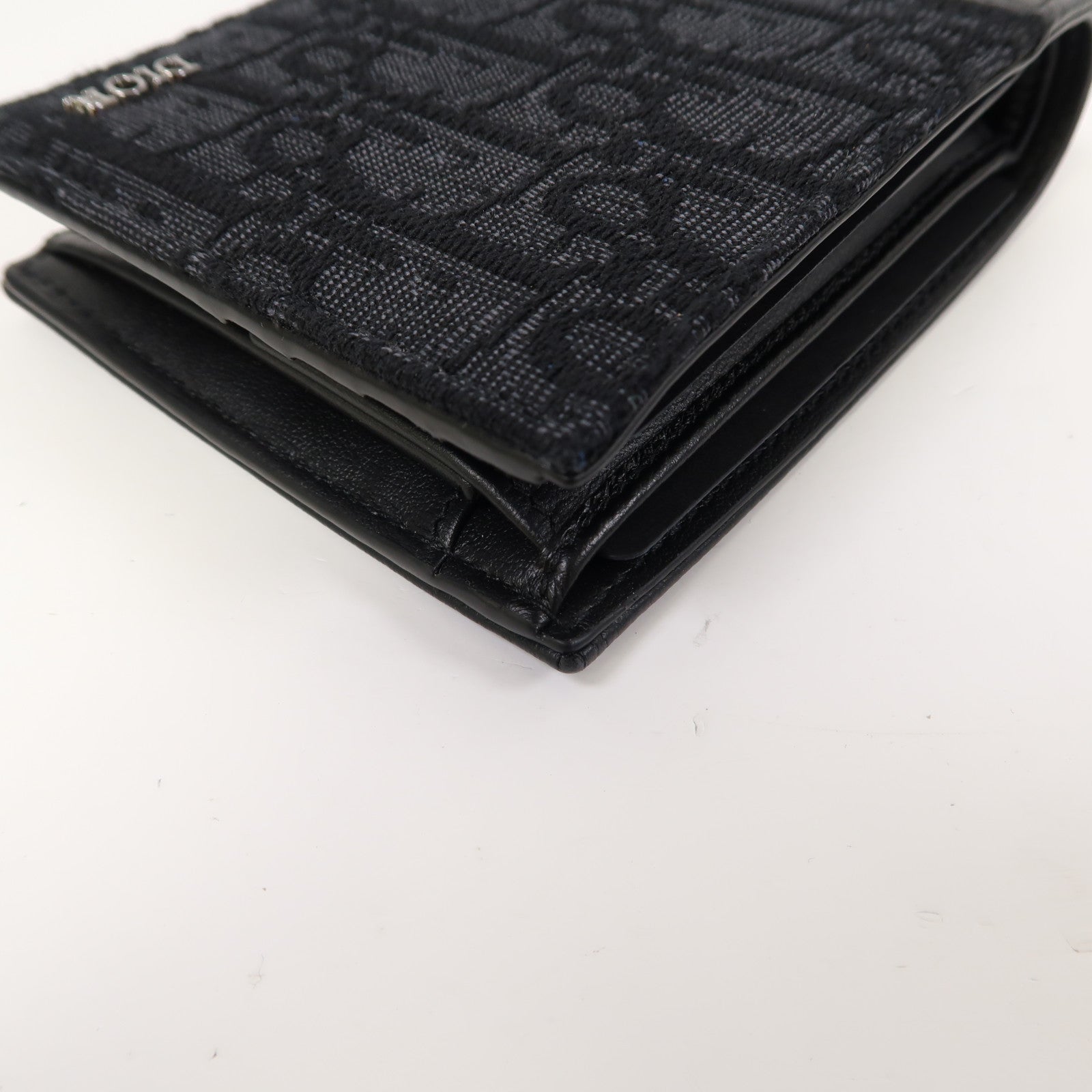 Dior 牛皮皮革Saddle Bifold Wallet銀扣錢包黑色