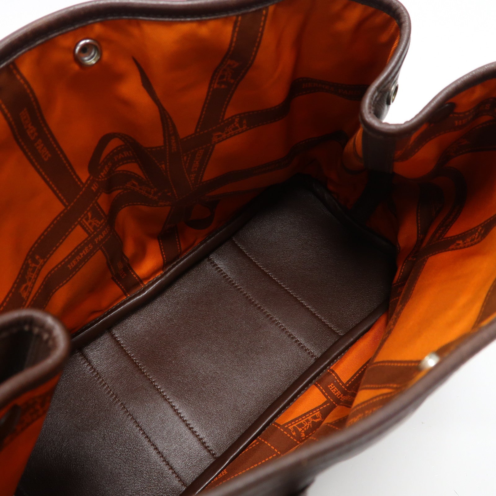 HERMES Swift皮革Garden Party TPM銀扣手挽袋深啡色