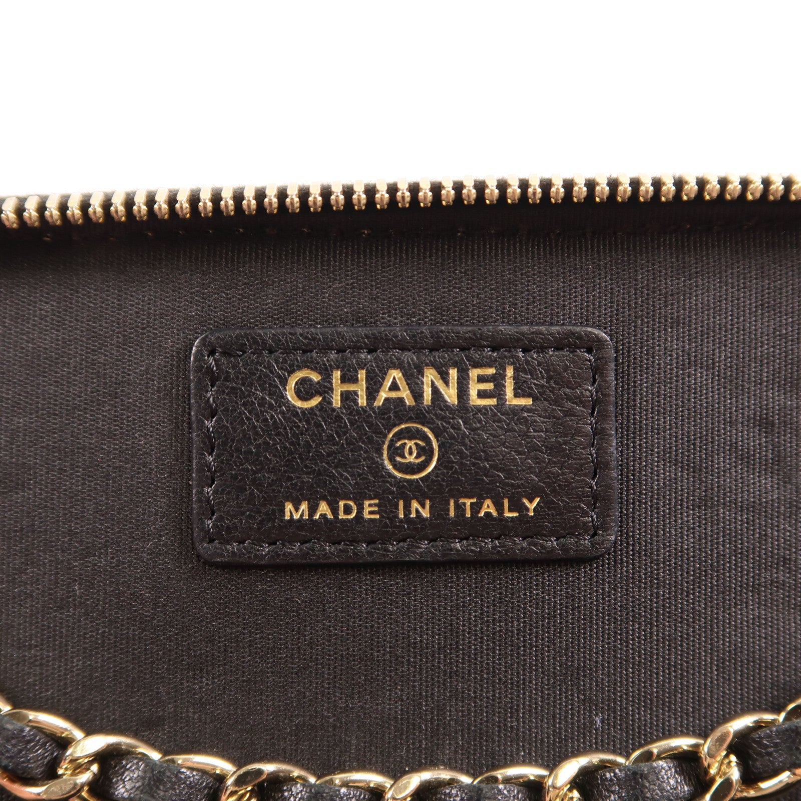 CHANEL 酒椰Vanity Case金扣鏈帶肩背袋