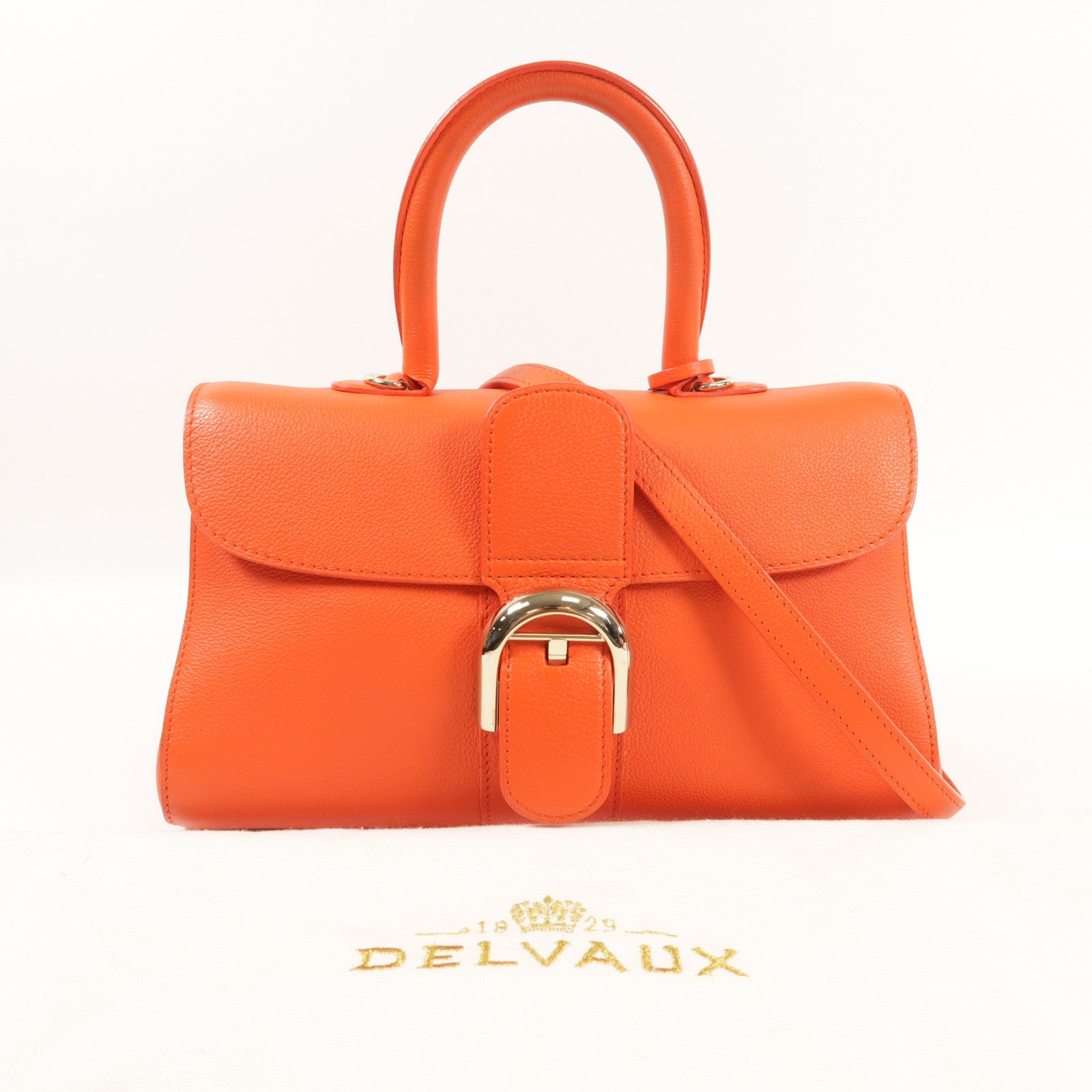 Delvaux 牛皮皮革Brillant East & West銀扣手挽肩背兩用袋