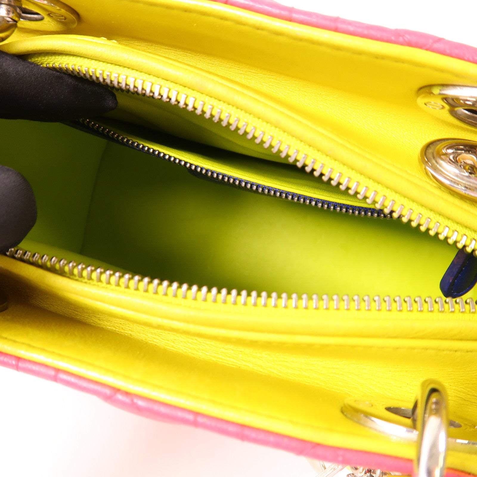 Dior 羊皮皮革Lady Dior銀扣手挽肩背兩用袋