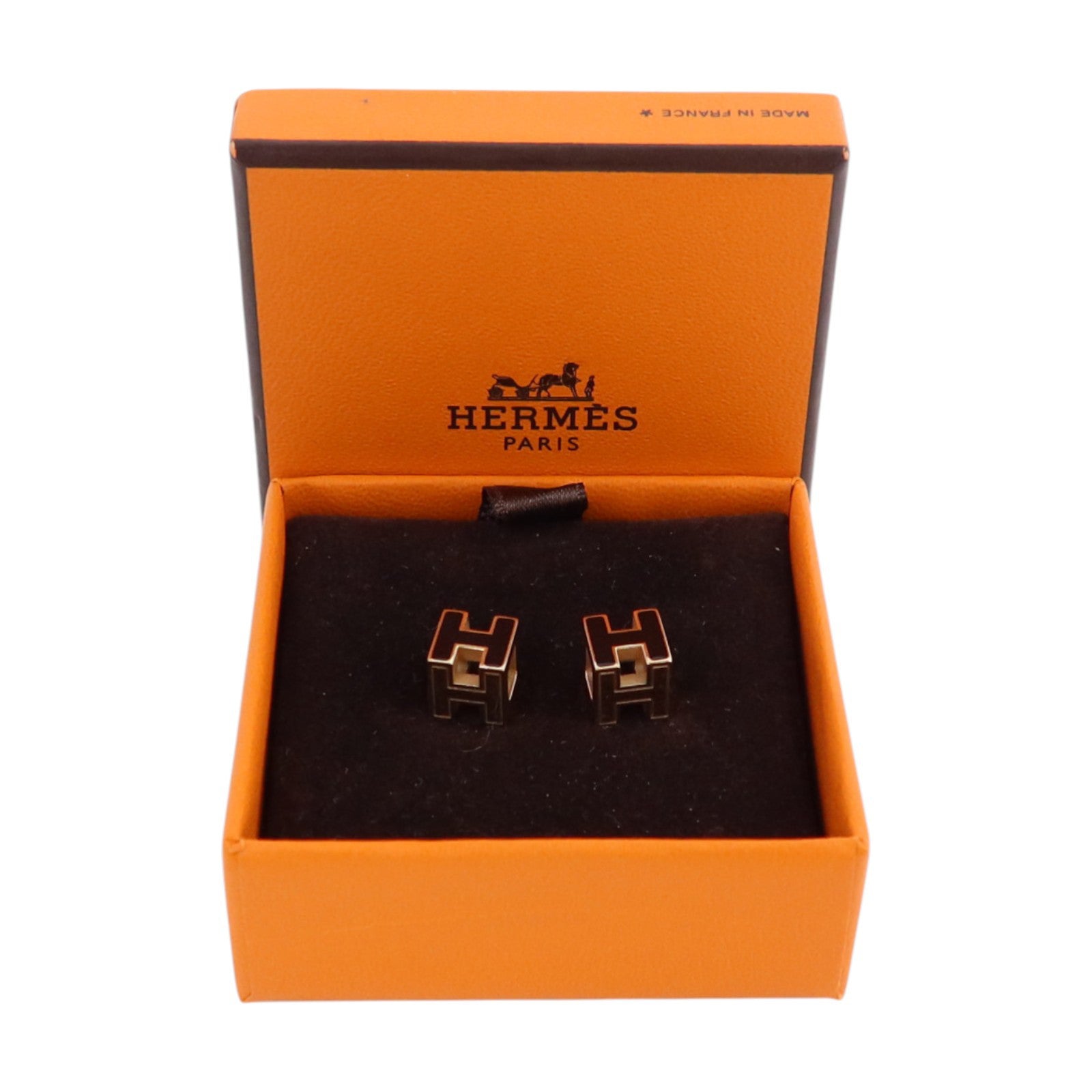 HERMES 金屬/琺瑯H Cube Earrings金扣耳環