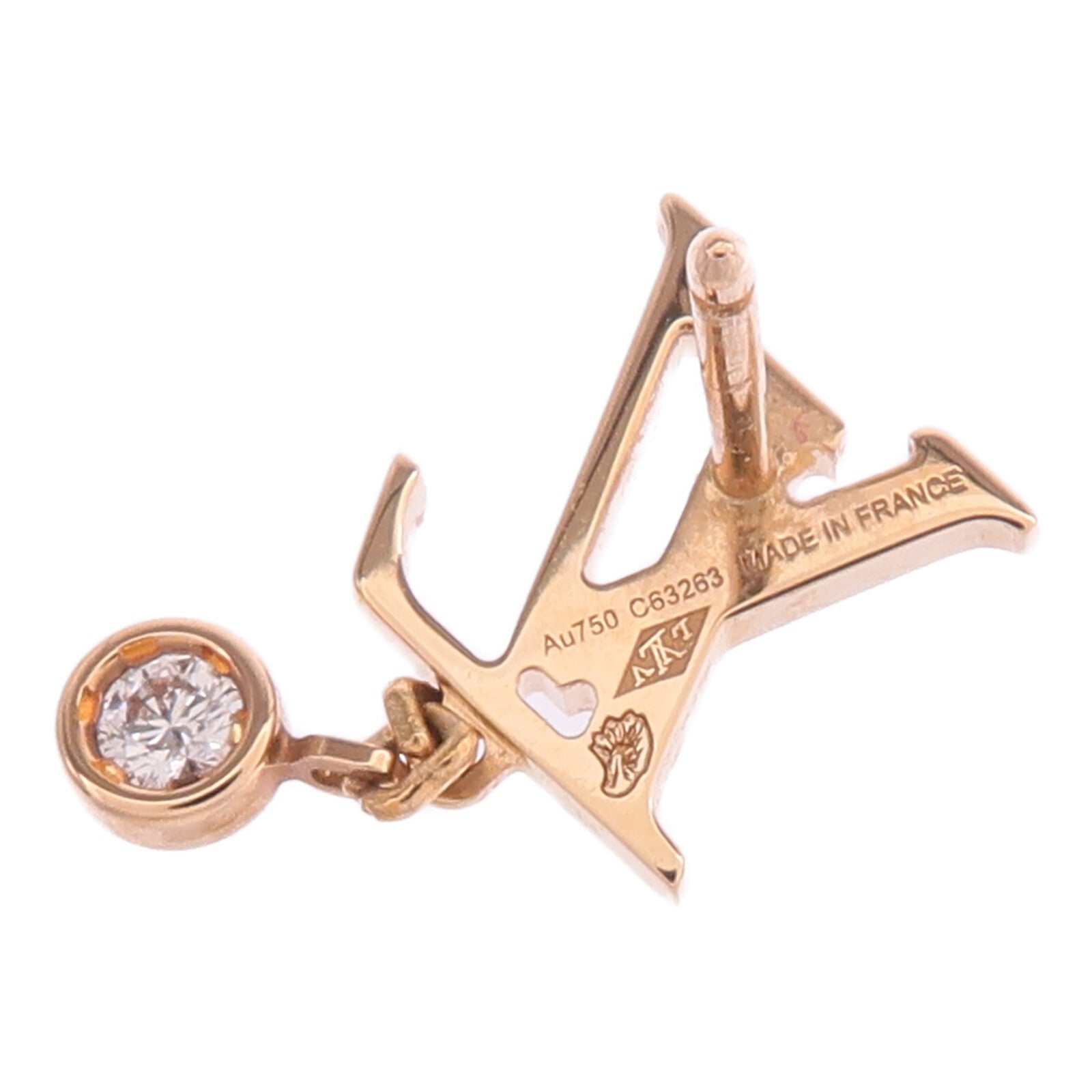 LOUIS VUITTON 18K玫瑰金Idylle Blossom Ear Stud x1鑽石耳環