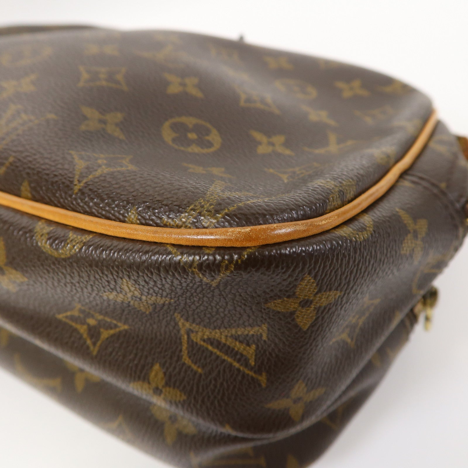 LOUIS VUITTON Monogram Reporter PM金扣肩背袋啡色