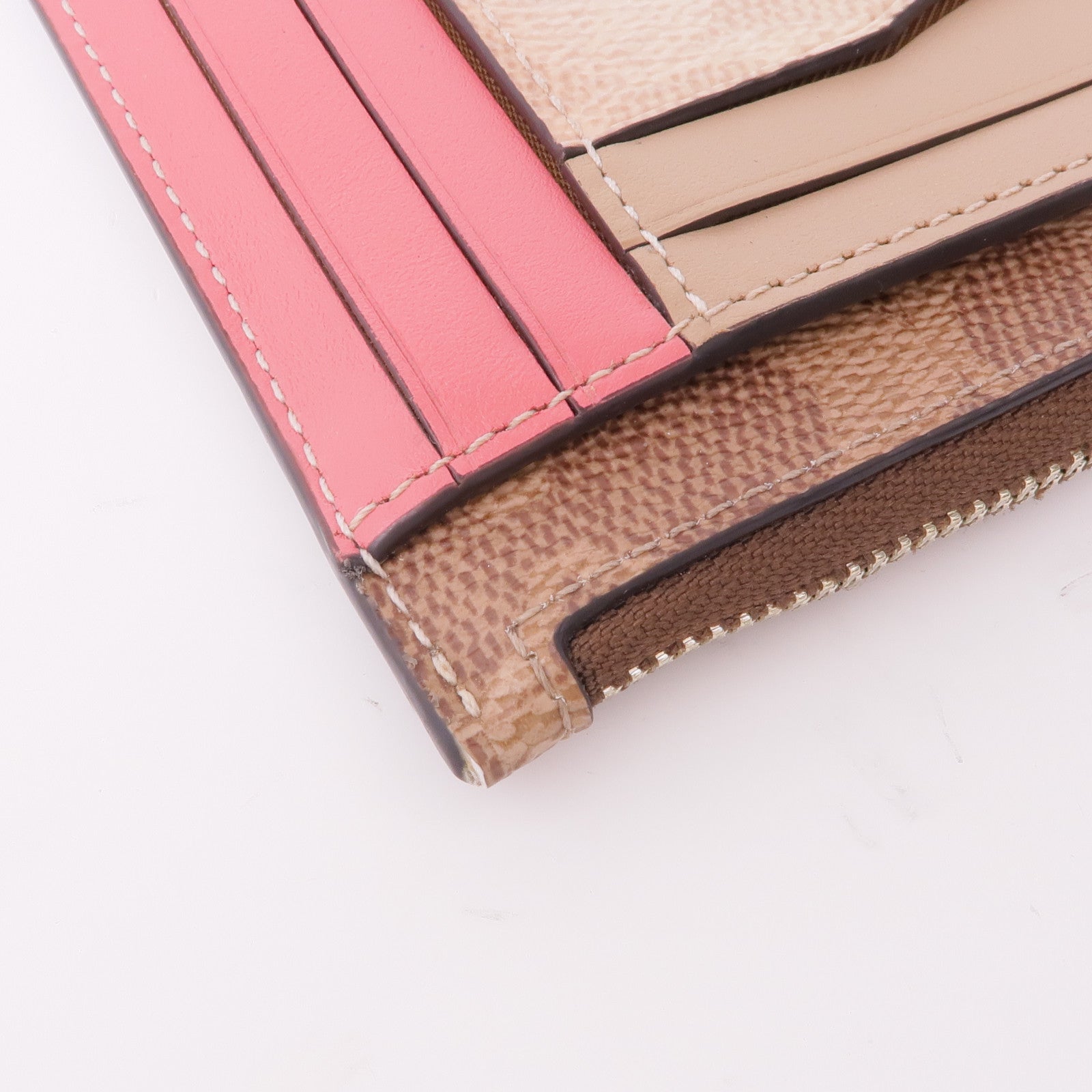 COACH 塗層帆布/皮革Card/Coin Case銀扣零錢包/卡片套