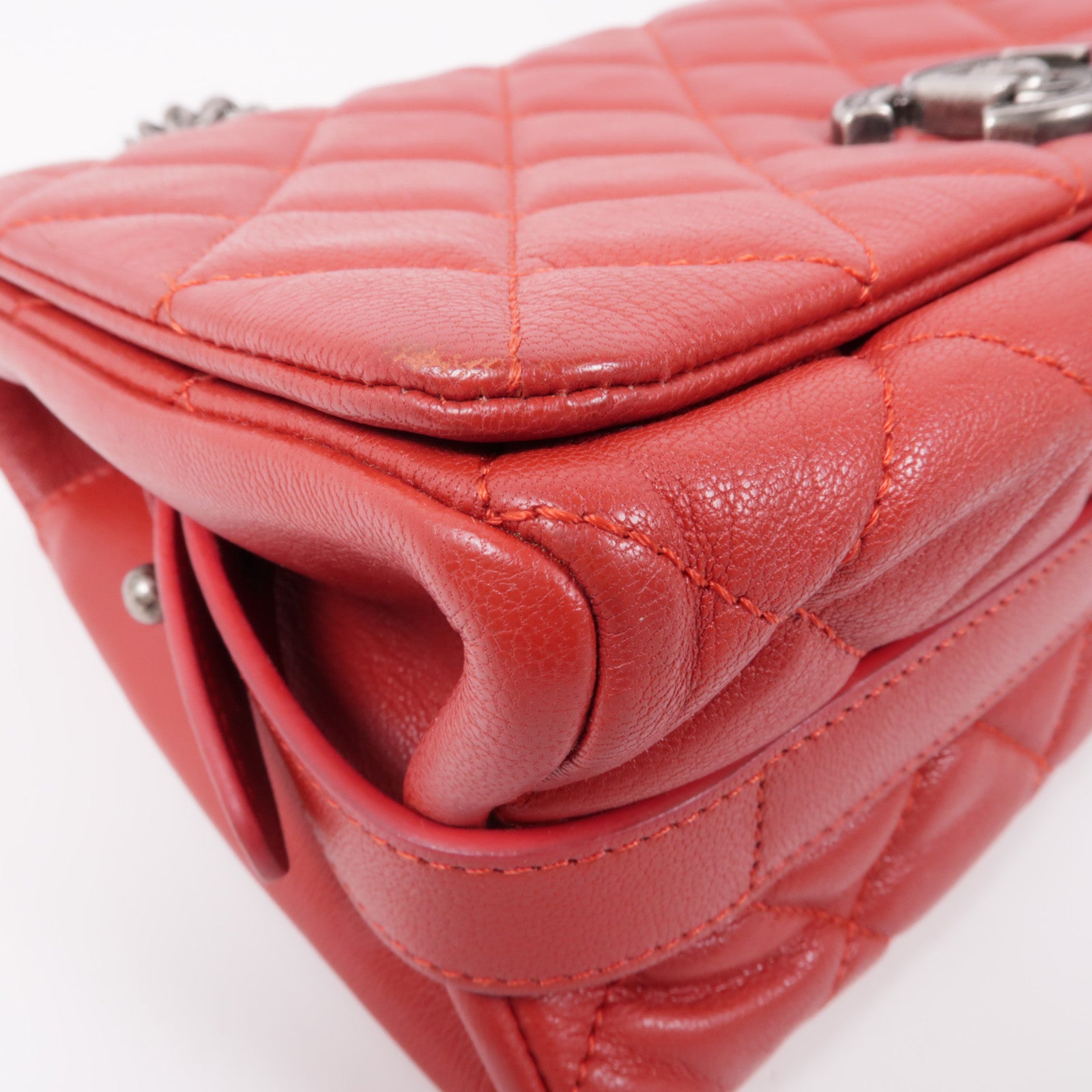 CHANEL 牛皮皮革Chain Shoulder銀扣鏈帶肩背袋