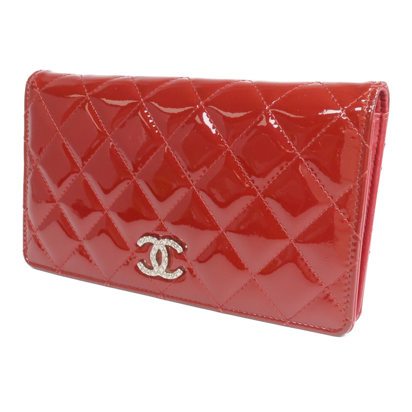 CHANEL 漆皮皮革Long Wallet銀扣長錢包