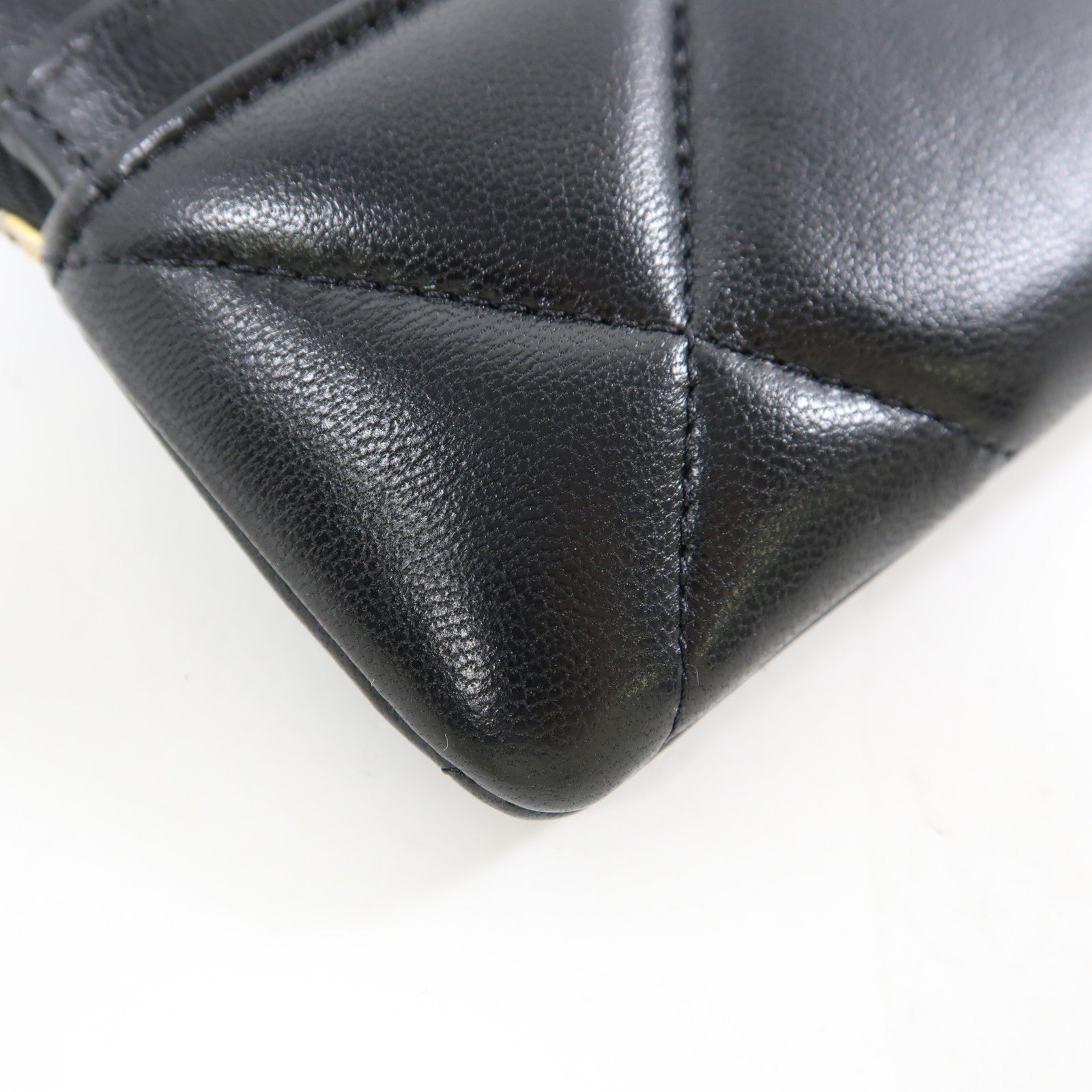 CHANEL 羊皮皮革Zipper Card Holder金扣卡片套黑色