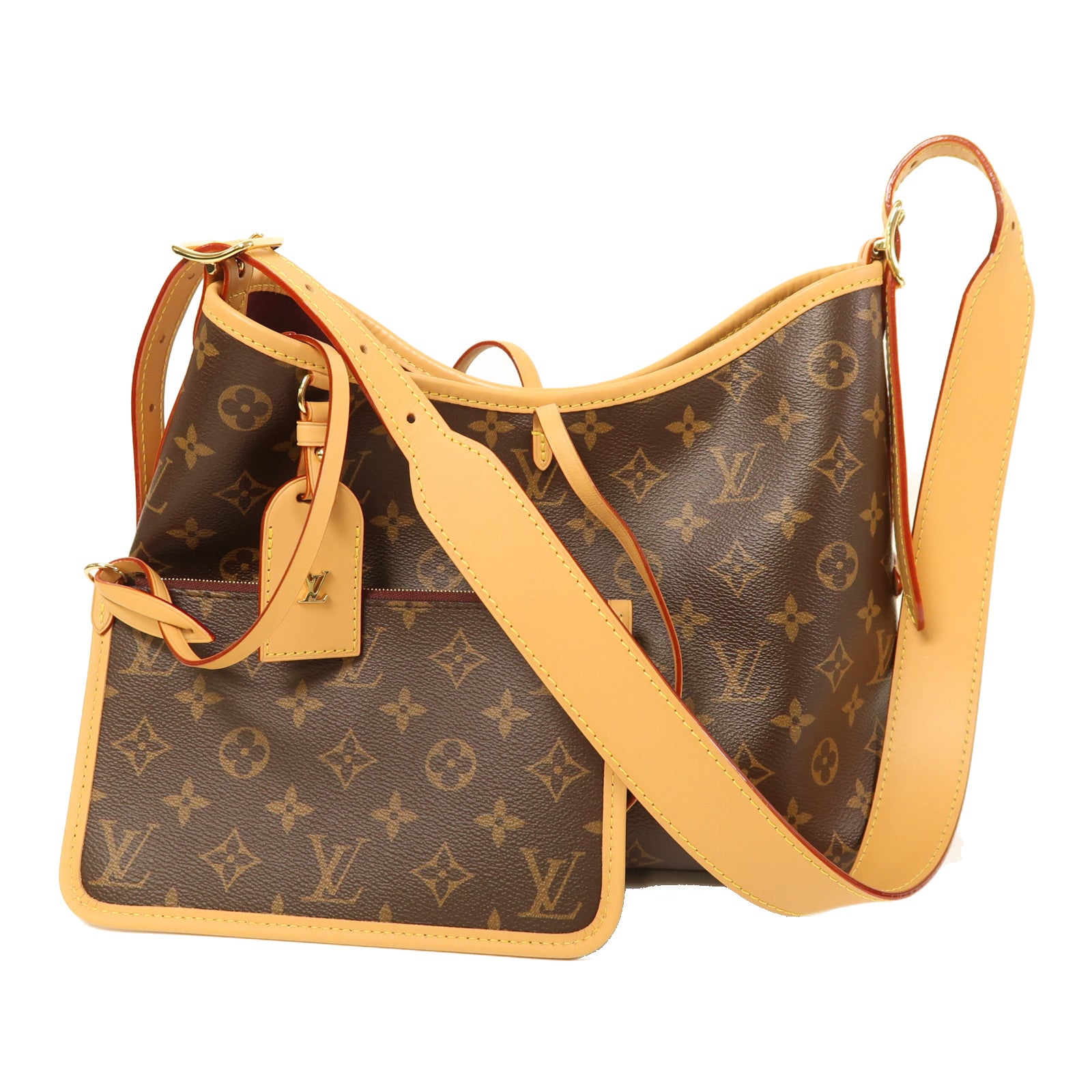 LOUIS VUITTON Monogram Carryall PM金扣肩背袋啡色