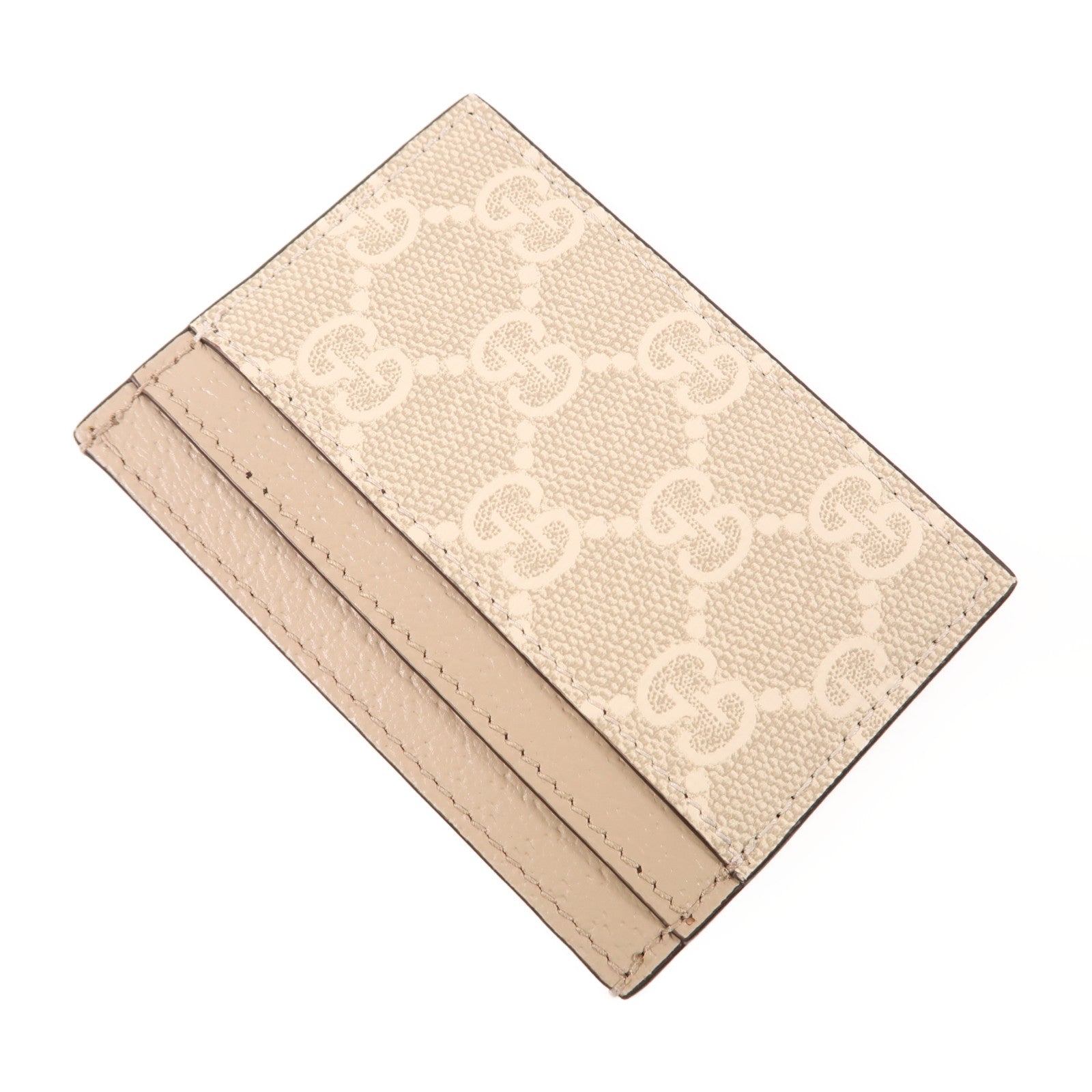 GUCCI 塗層帆布/皮革Ophdia GG Card Case金扣卡片套白色