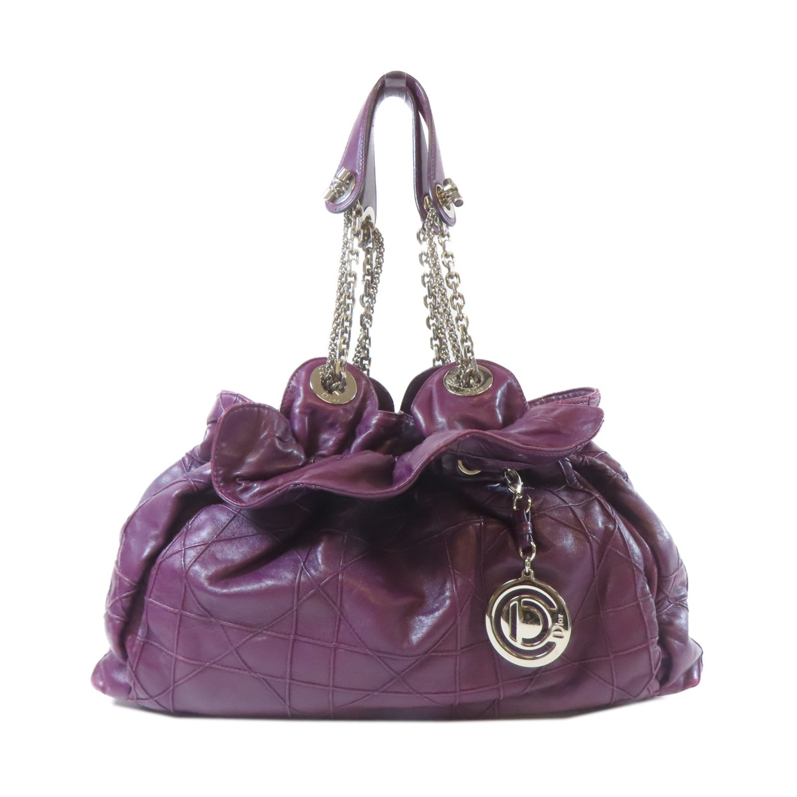 Dior 【激減優惠】牛皮皮革Shoulder Bag銀扣肩背袋紫色