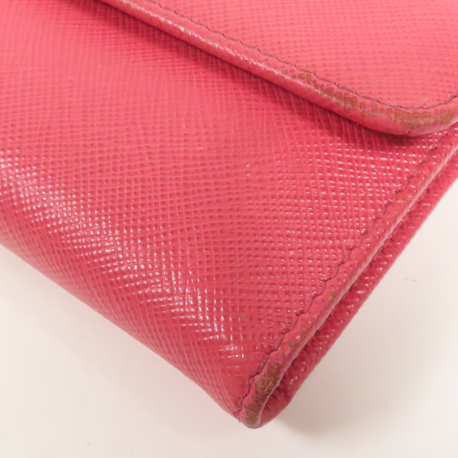 PRADA GHW Wallet 1MH840 Calfskin Leather Red