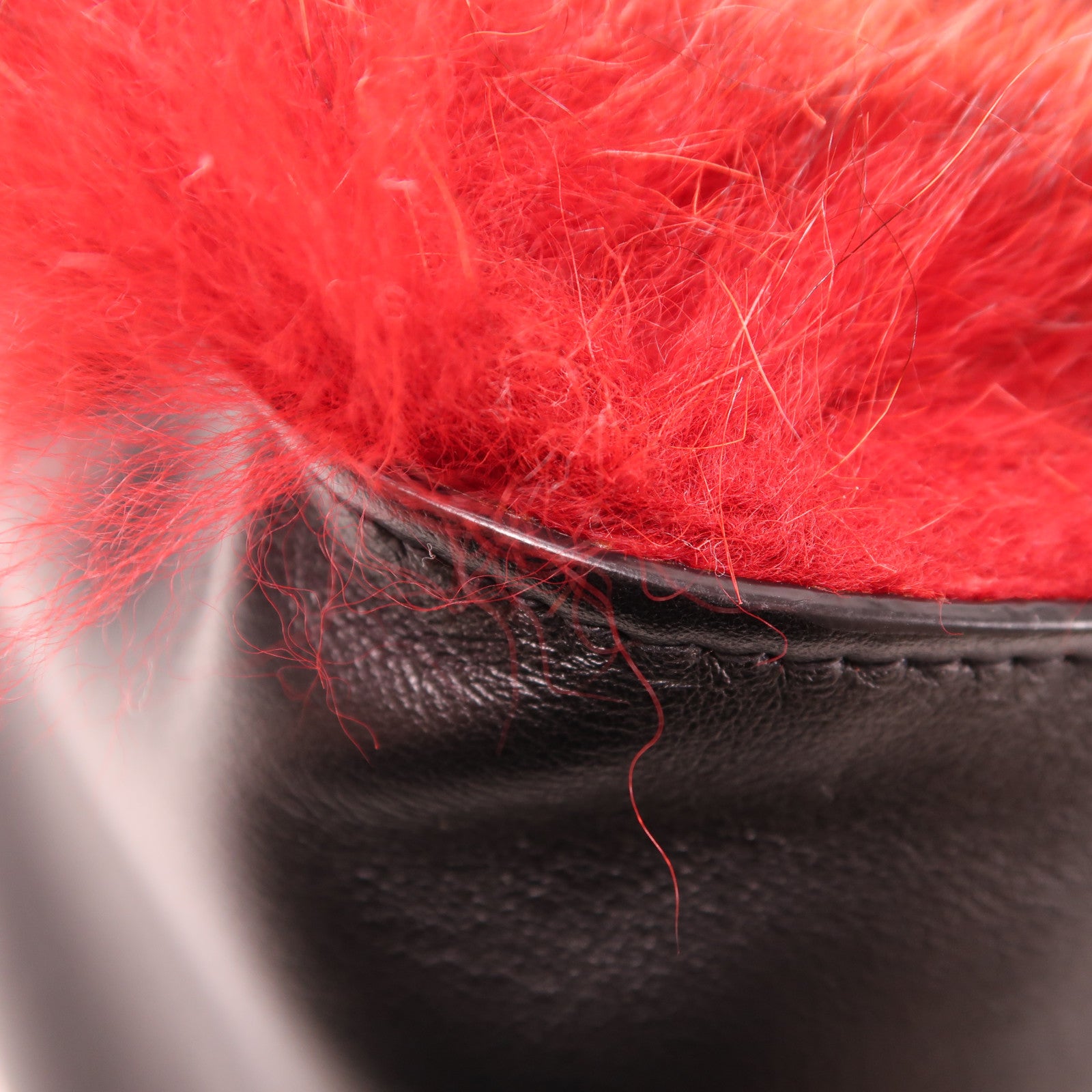 PRADA 狐狸毛/皮革Shoulder Bag金扣手挽肩背兩用袋