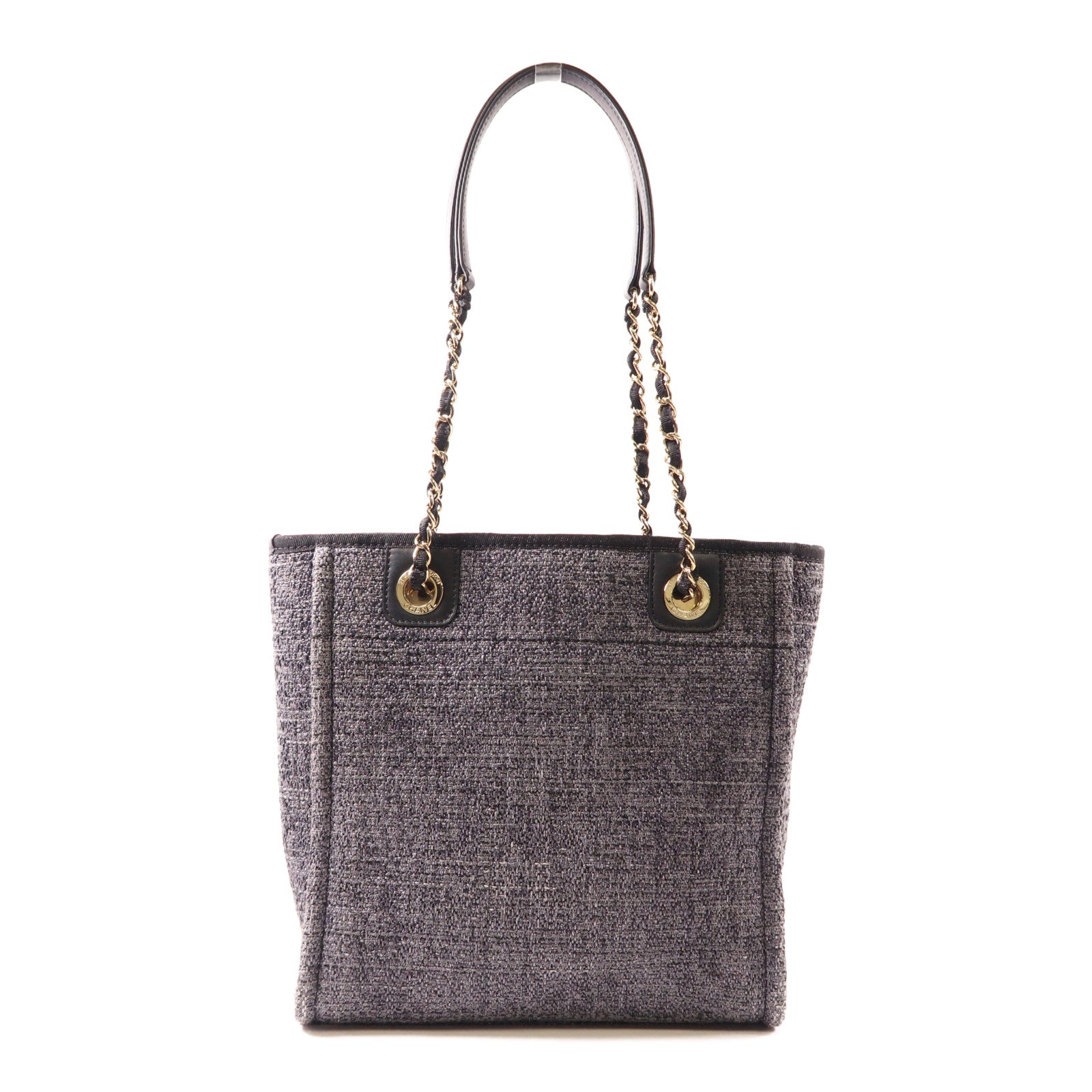 CHANEL 粗花呢Deaville Tote Bag金扣肩背袋/手挽袋藍色