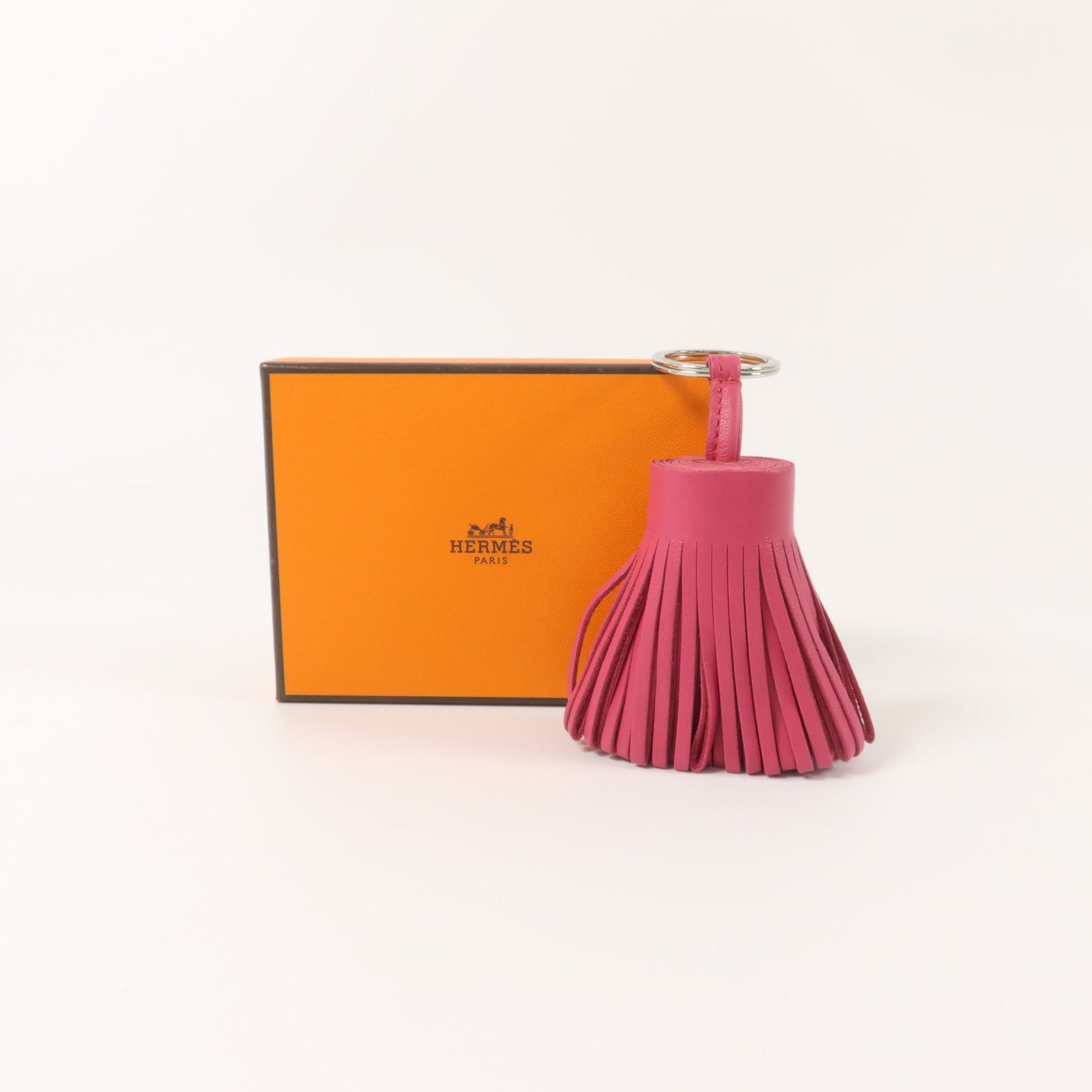 HERMES Milo皮革Carmen鎖匙扣Fuchsia