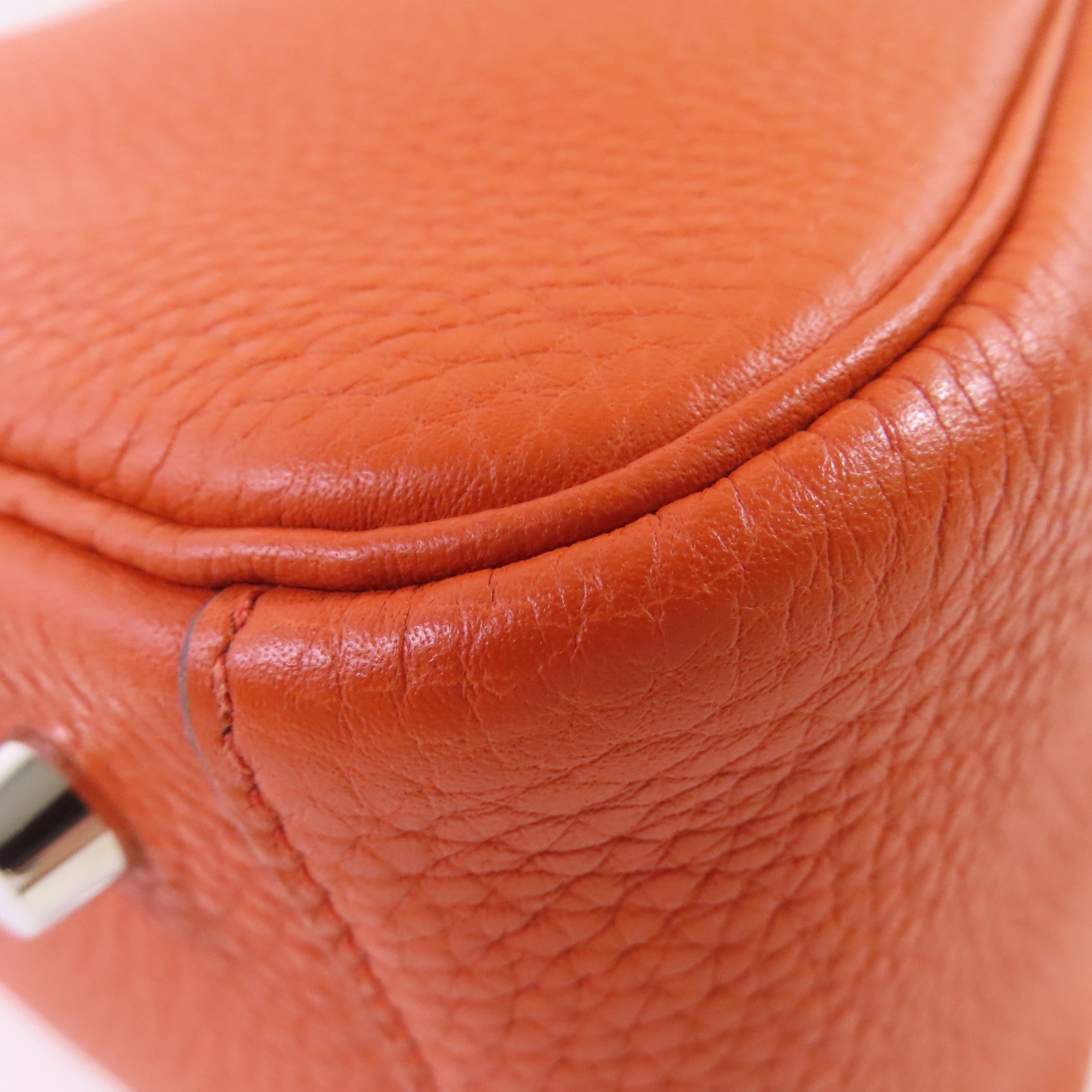 HERMES Clemence皮革Lindy 26 Shoulder Bag銀扣肩背袋橙色