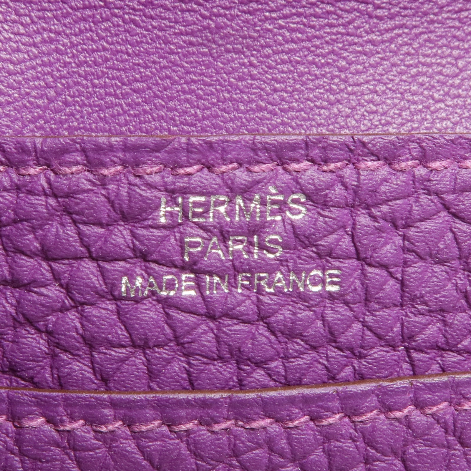 HERMES Clemence皮革Dogon Card Case銀扣卡片套Anemone