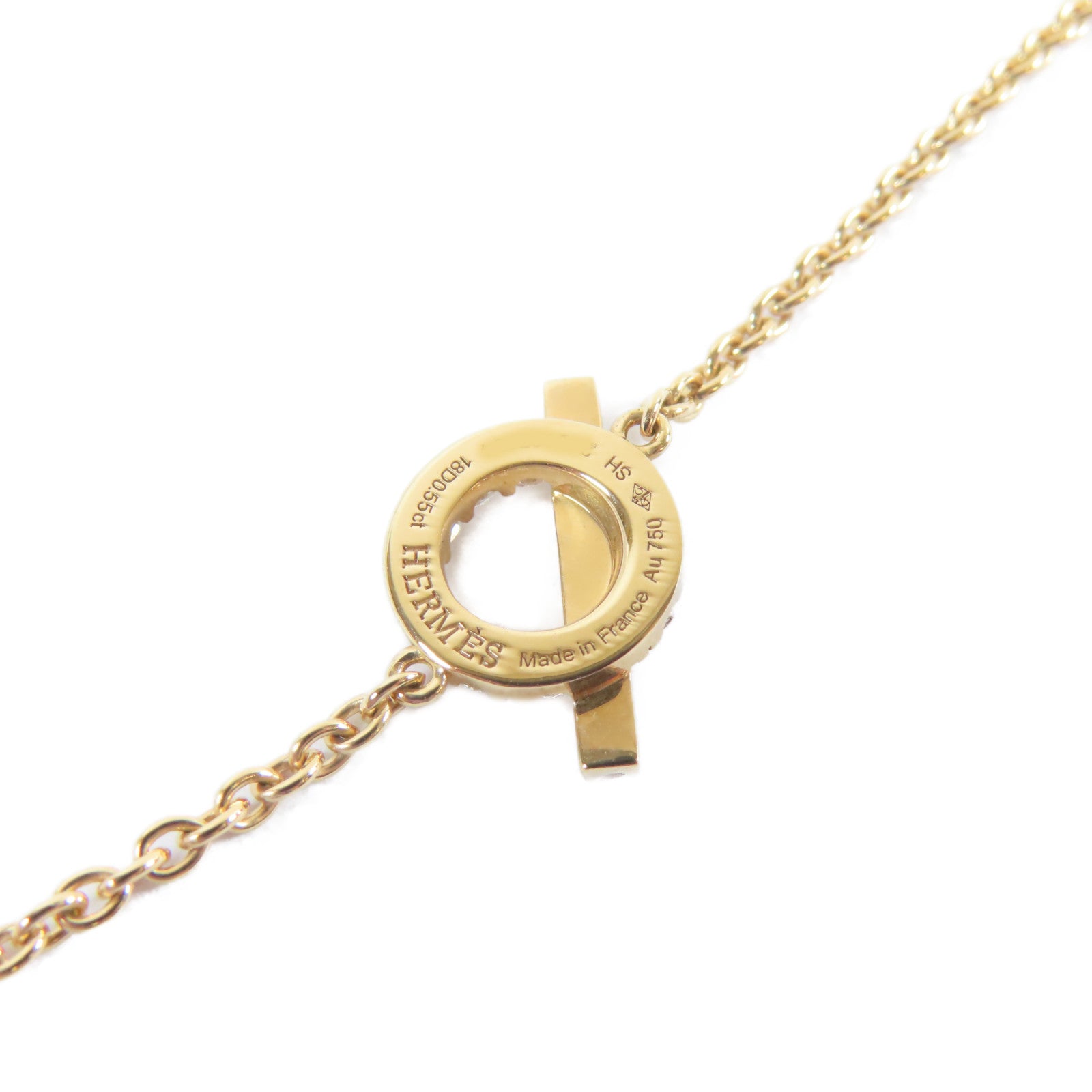 HERMES 18K黃金Finesse Bracelet0.55ct鑽石手鏈#15.25cm