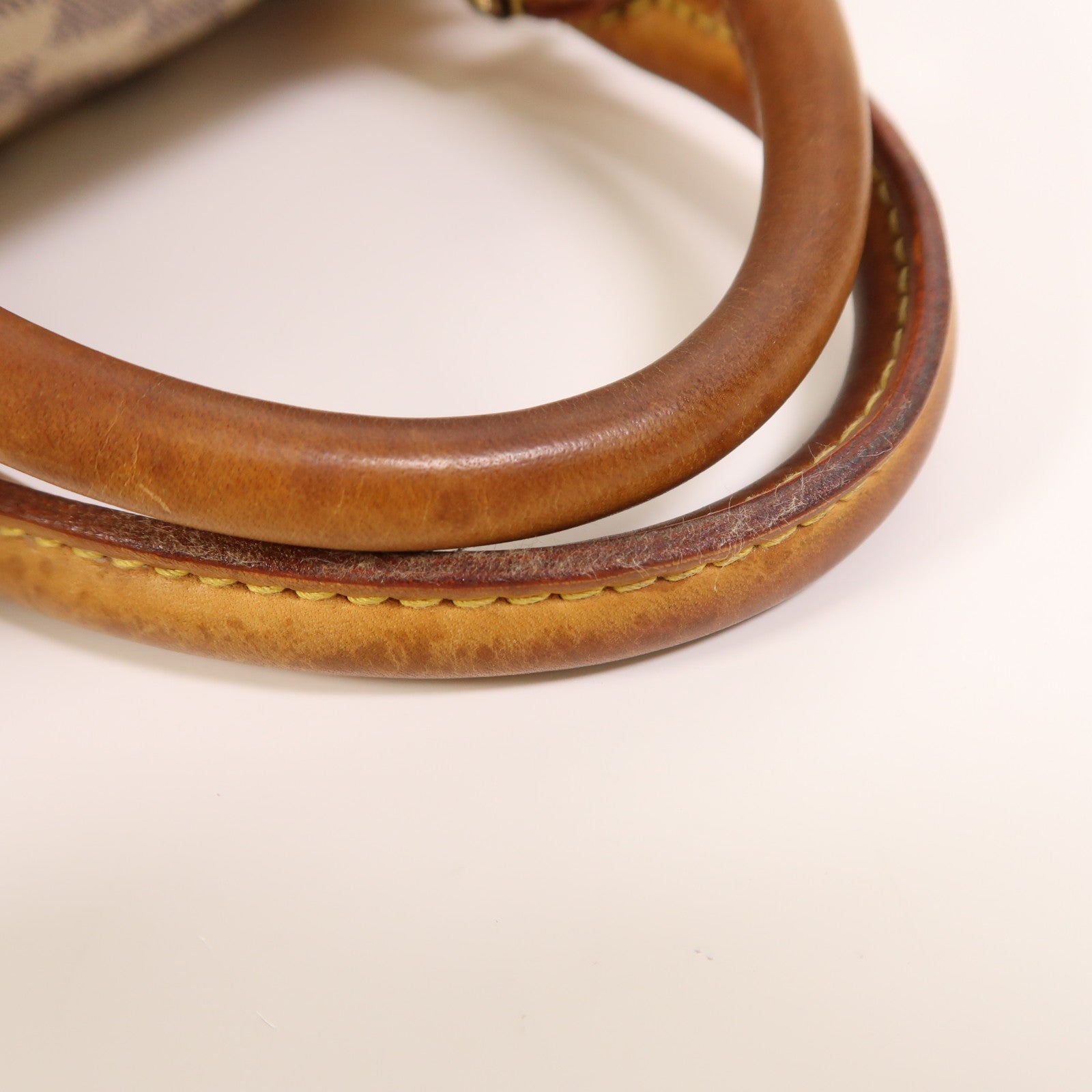 LOUIS VUITTON Damier Azur Speedy 30金扣手挽袋白色