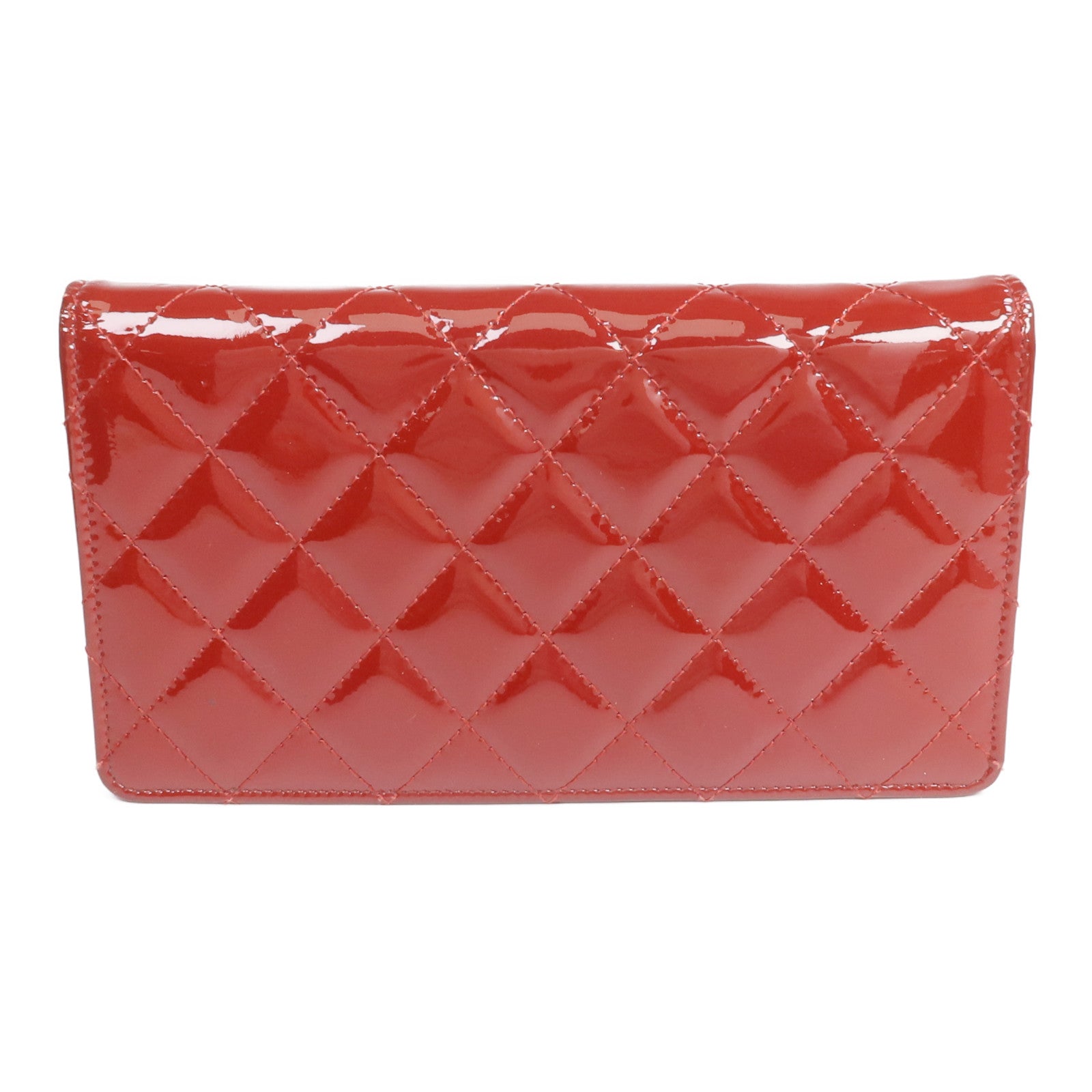 CHANEL 漆皮皮革Long Wallet銀扣長錢包