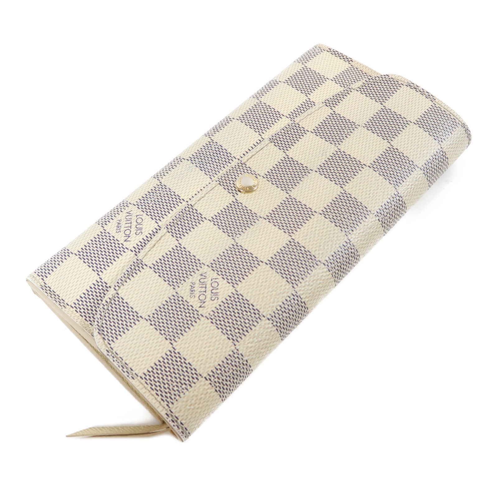 LOUIS VUITTON 【激減優惠】Damier Azur Portefeuille Emily Long Wallet金扣長錢包白色/藍色