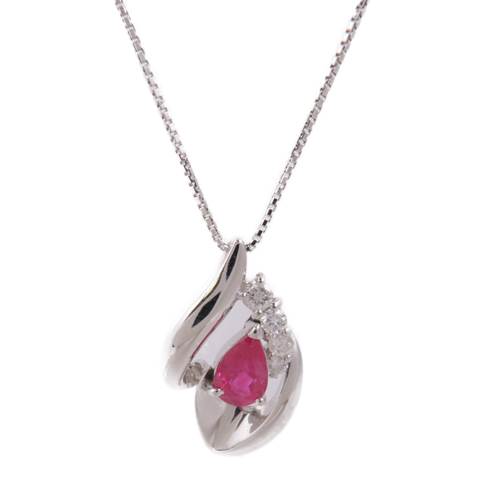 JEWELRY 【激減優惠】PT900/PT850鉑金Ruby/Diamond Necklace紅寶石/鑽石項鍊