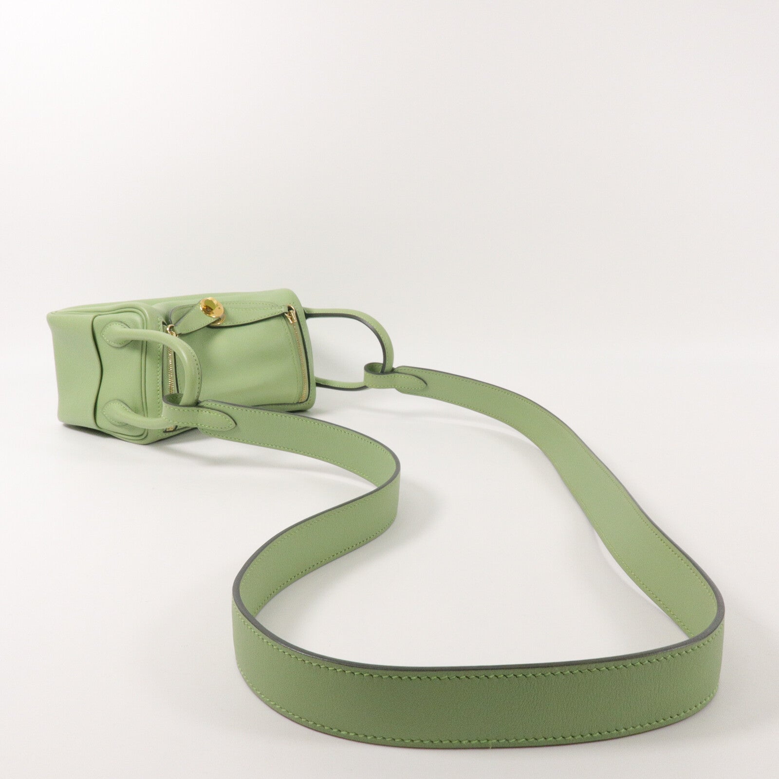 HERMES Swift皮革Mini Lindy手挽肩背兩用袋Vert Criquet