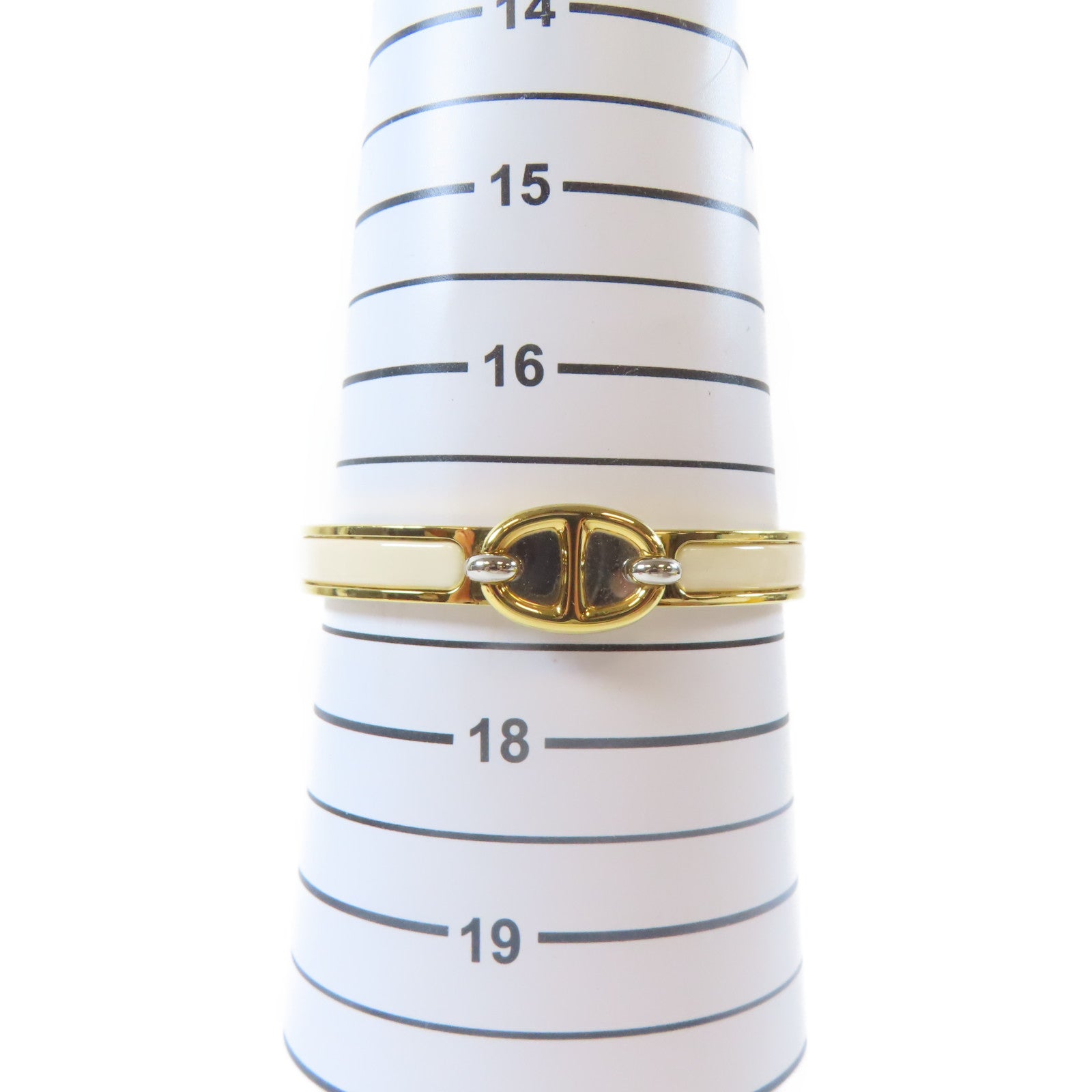 HERMES 【激減優惠】金屬Mini Clic Chaine D'Ancre手鐲金色/米色#17cm