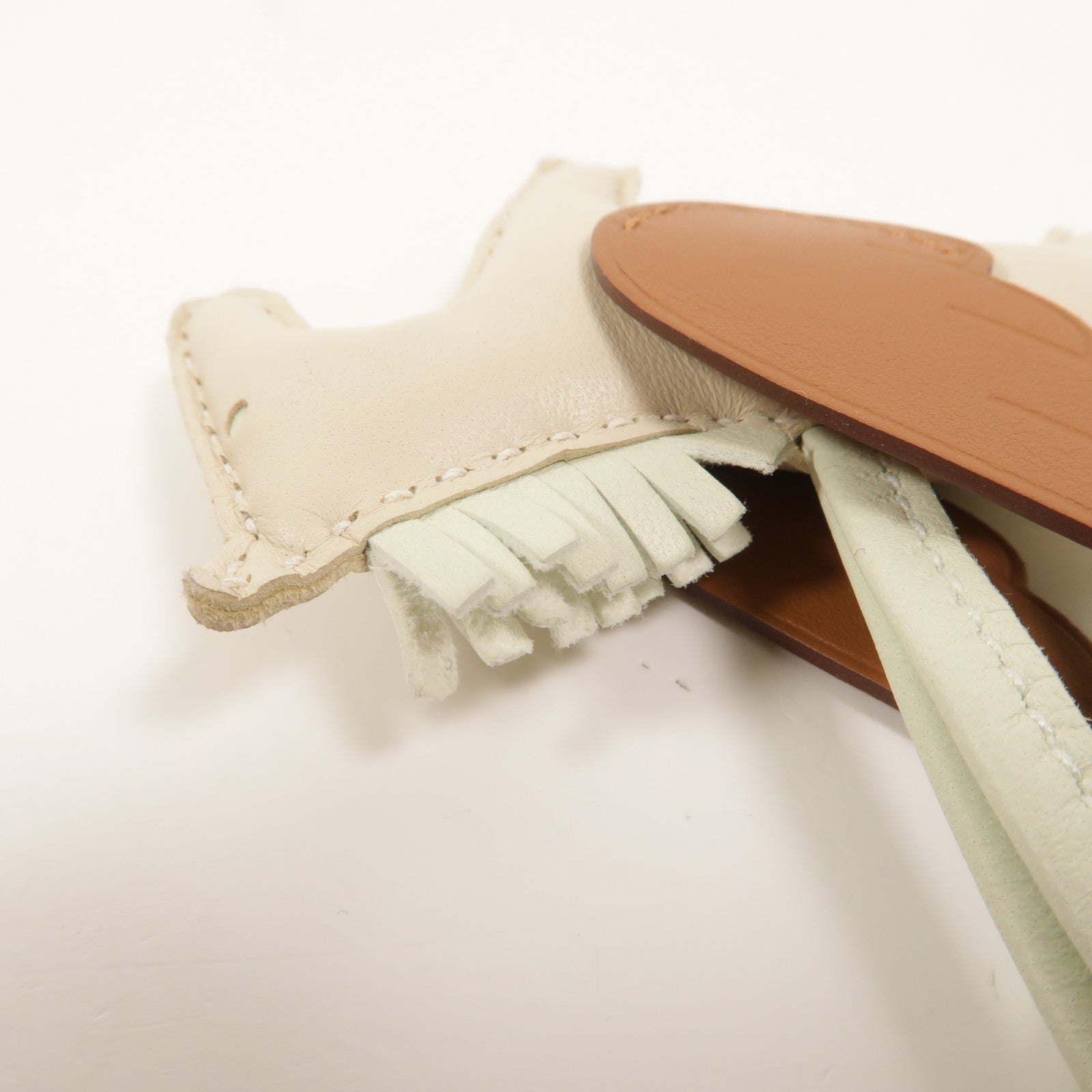 HERMES Milo/Swift皮革Rodeo Pegase PM掛飾Craie/Vert Fizz/Gold