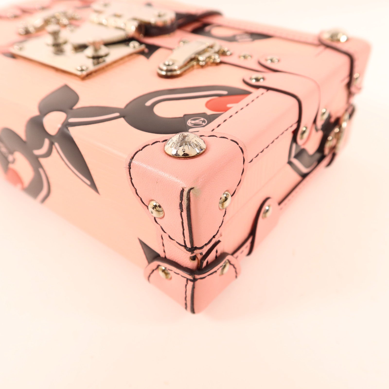 LOUIS VUITTON Epi Petite Malle Pink Chain Flower銀扣肩背袋