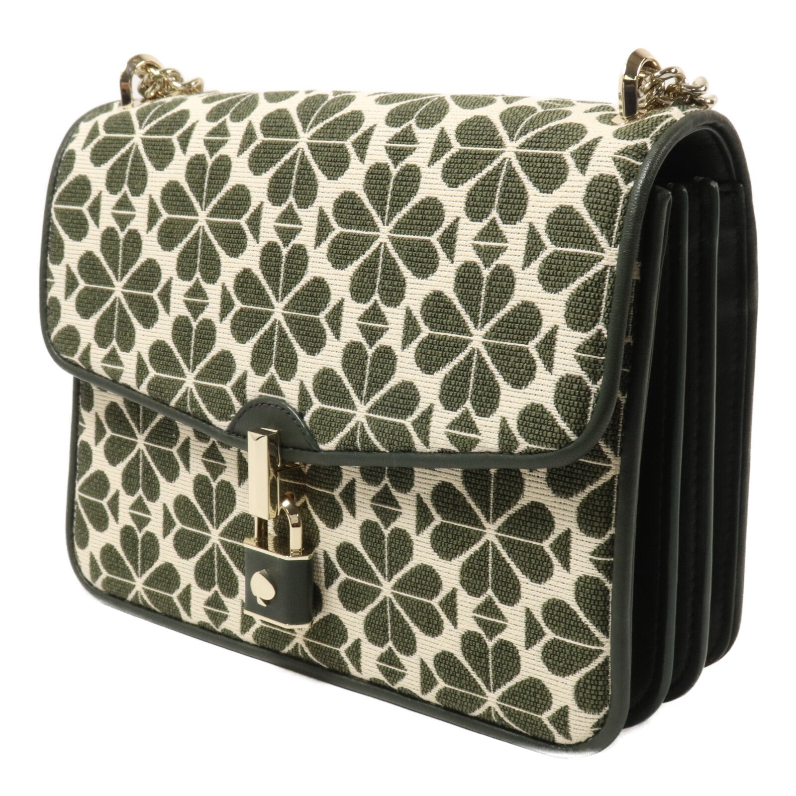 Kate Spade 帆布Flower Jack & Uard Locket鏈帶肩背袋