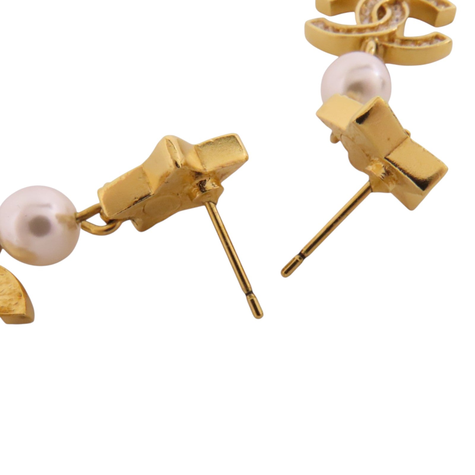 CHANEL 金屬/仿珍珠/水鑽Earrings銀扣耳環