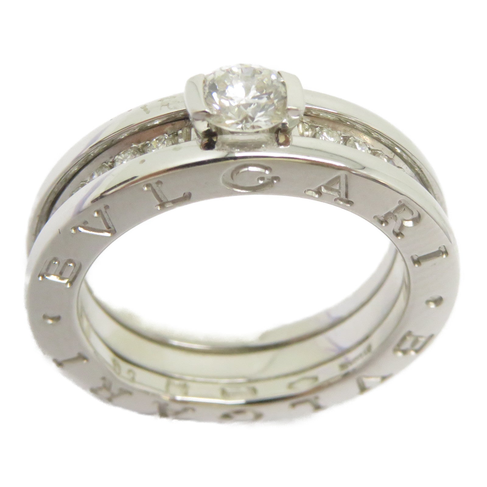 BVLGARI 18K白金Solitaire Diamond Ring鑽石戒指Bvlgari#50/US#5.25
