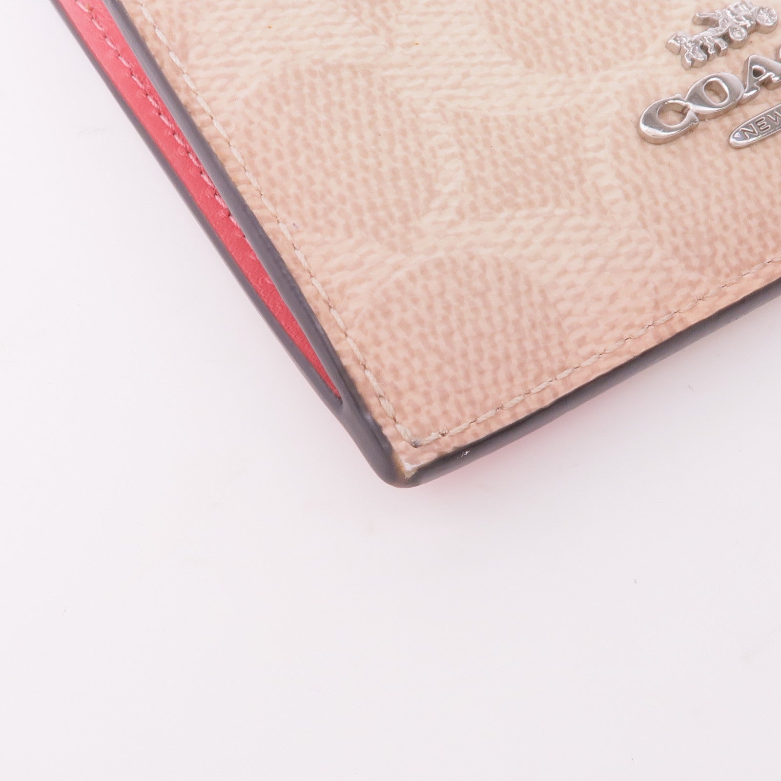 COACH 塗層帆布/皮革Card/Coin Case銀扣零錢包/卡片套