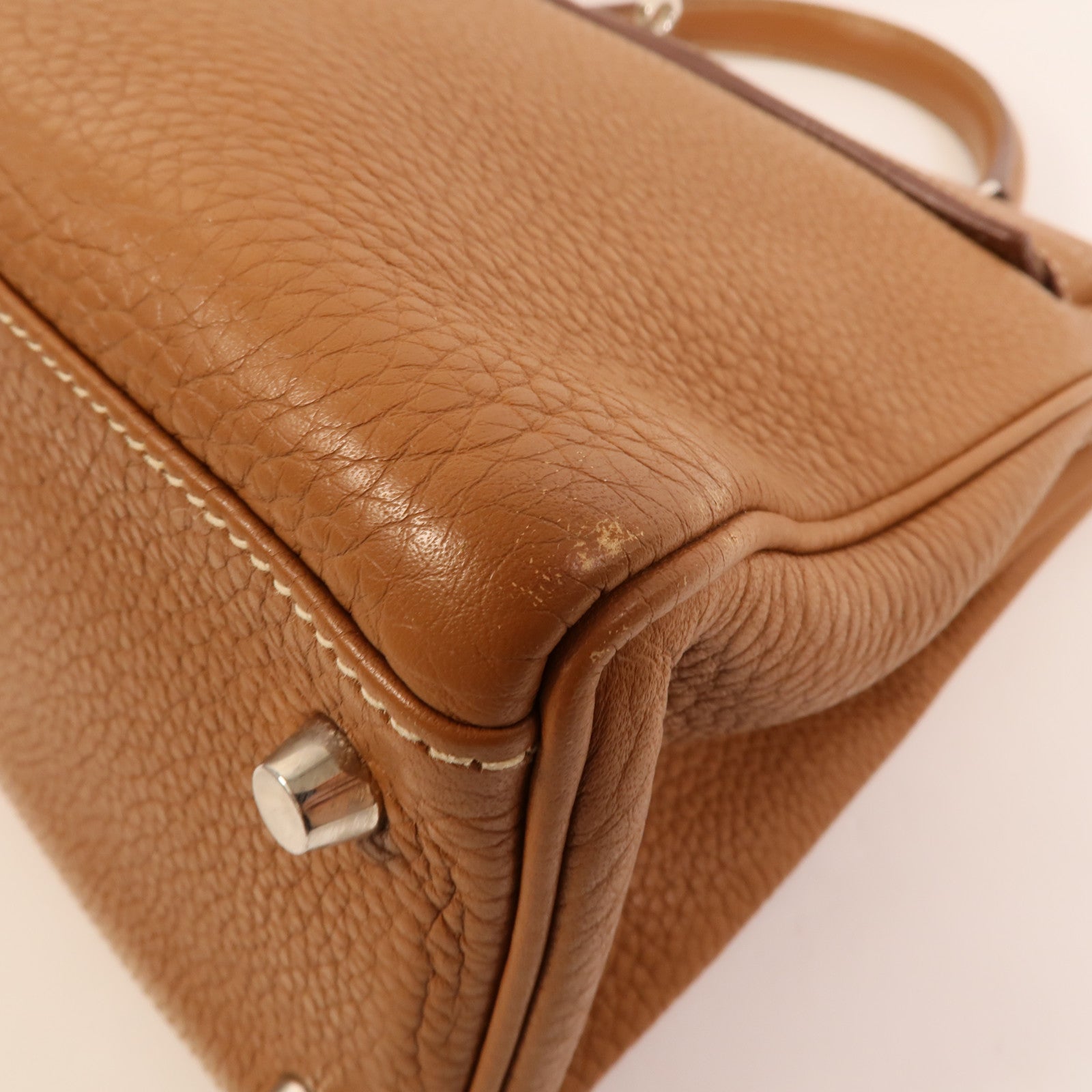 HERMES Clemence皮革Kelly 32手挽肩背兩用袋Gold